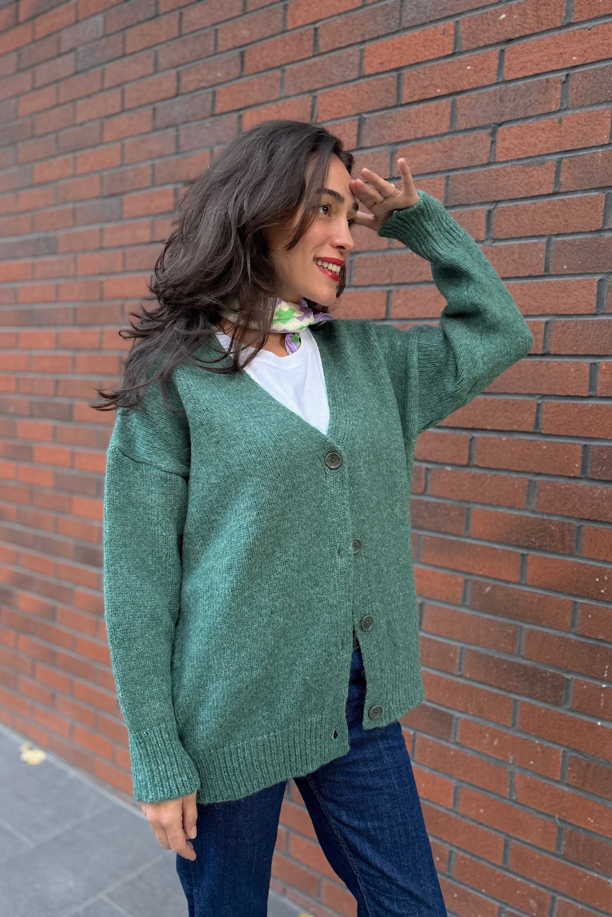 Orman Yeşili Yün Hırka