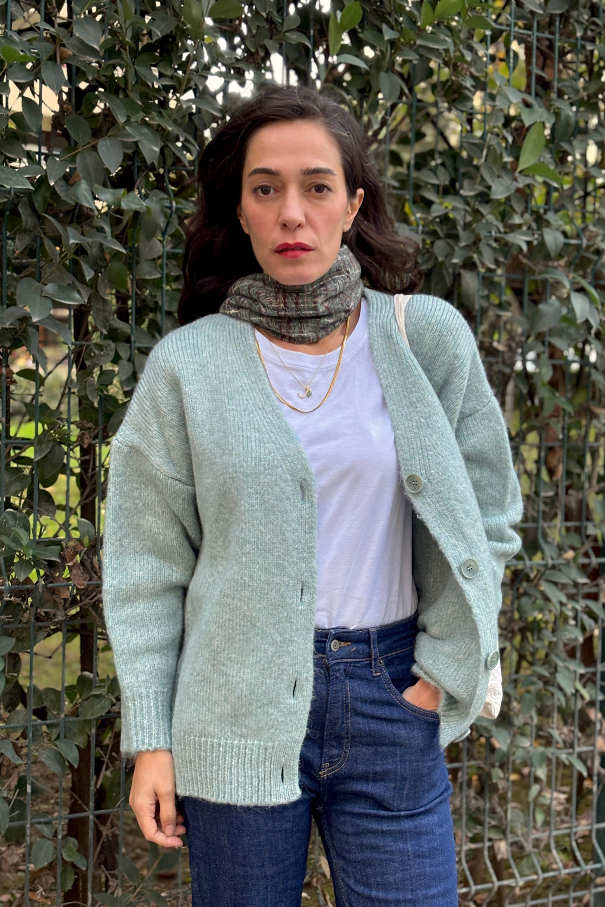 Su Yeşili Yün Hırka