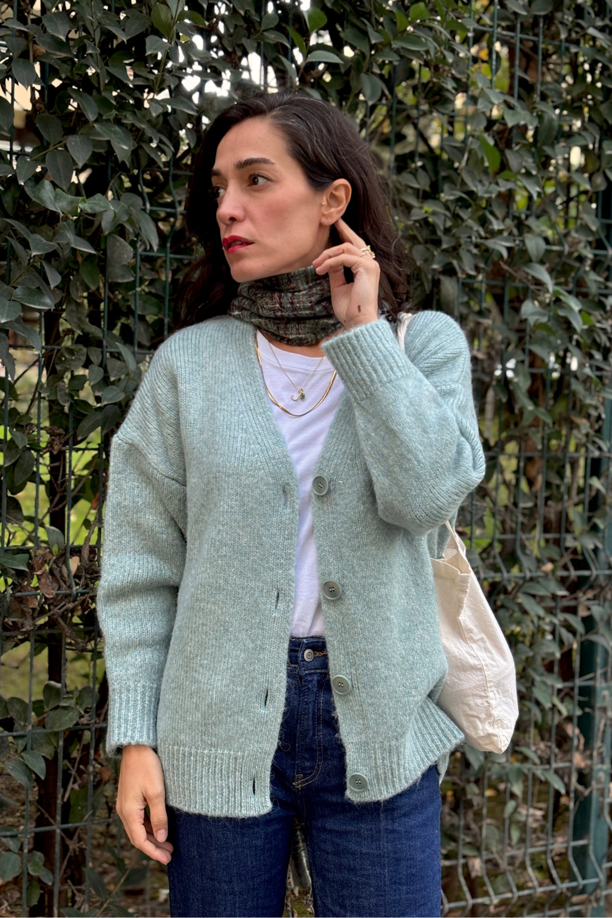 Su Yeşili Yün Hırka