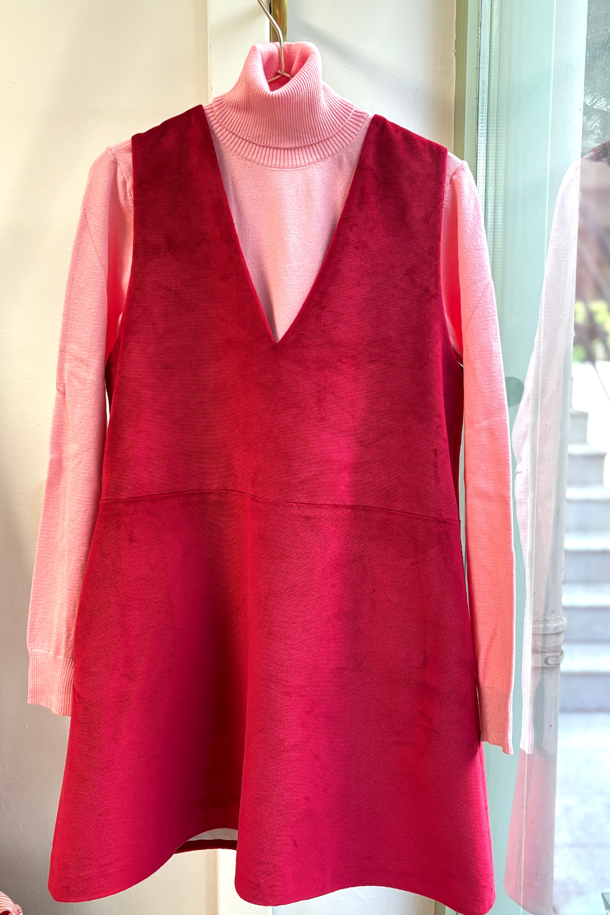 Fuşya Kadife Jile Elbise