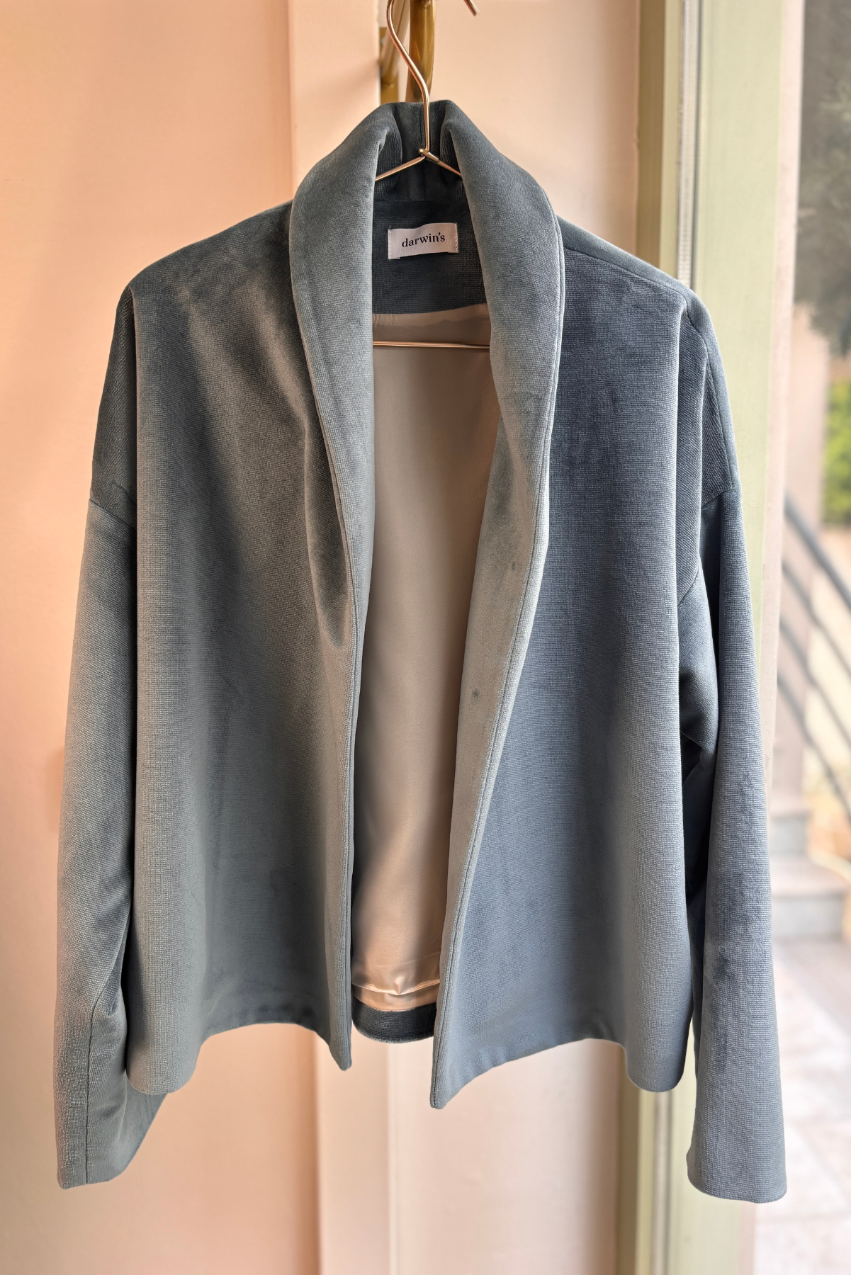 Mavi Gri Kadife Ceket