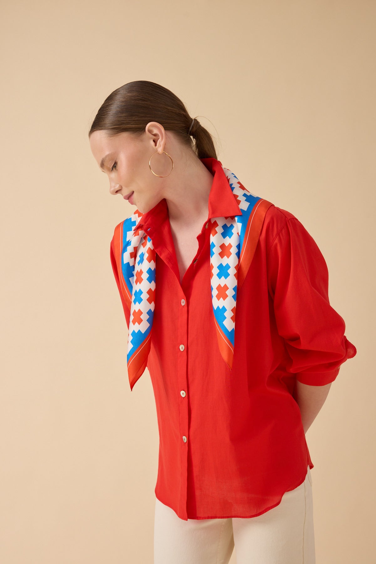 İpek Fular – Turuncu Mavi