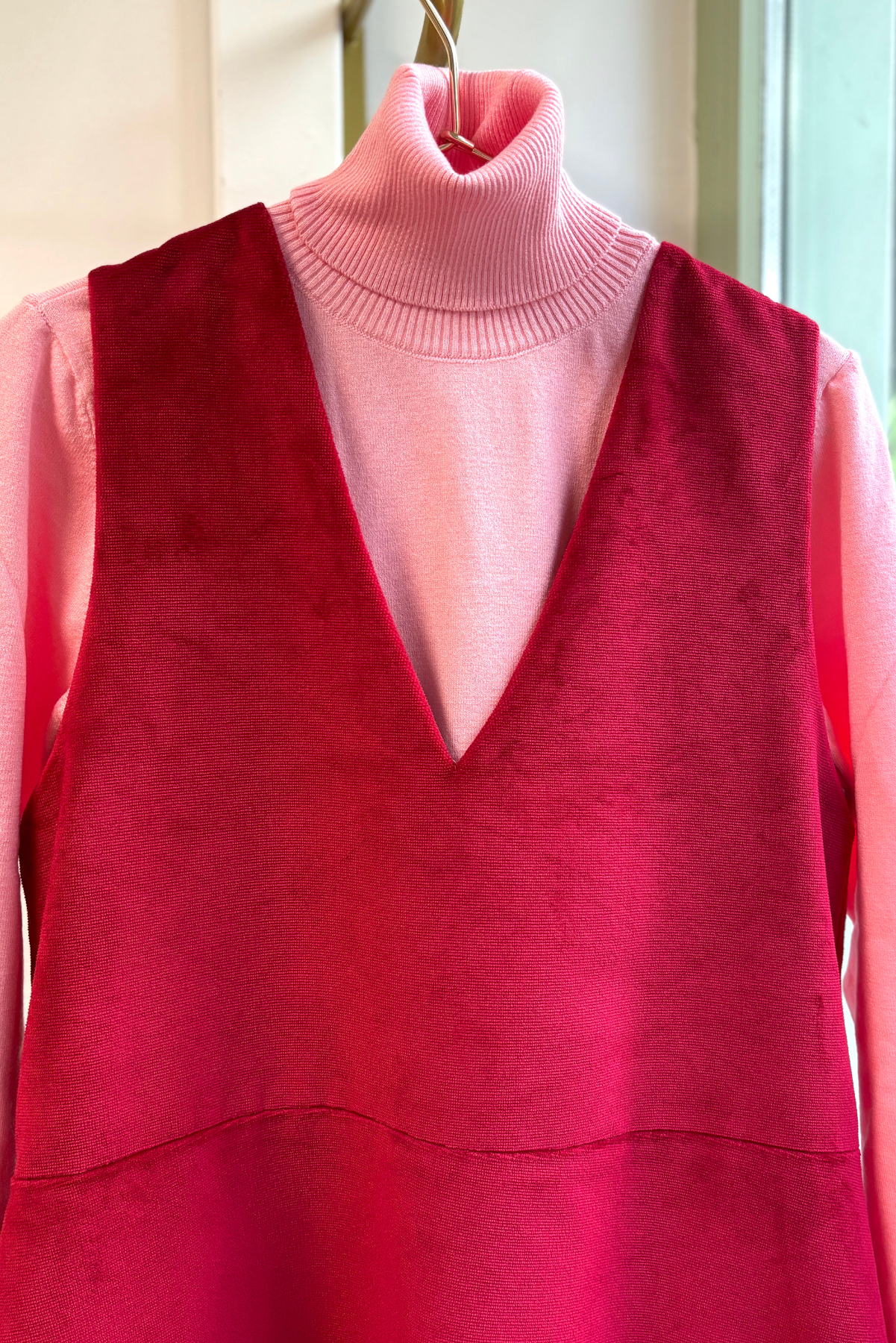 Fuşya Kadife Jile Elbise