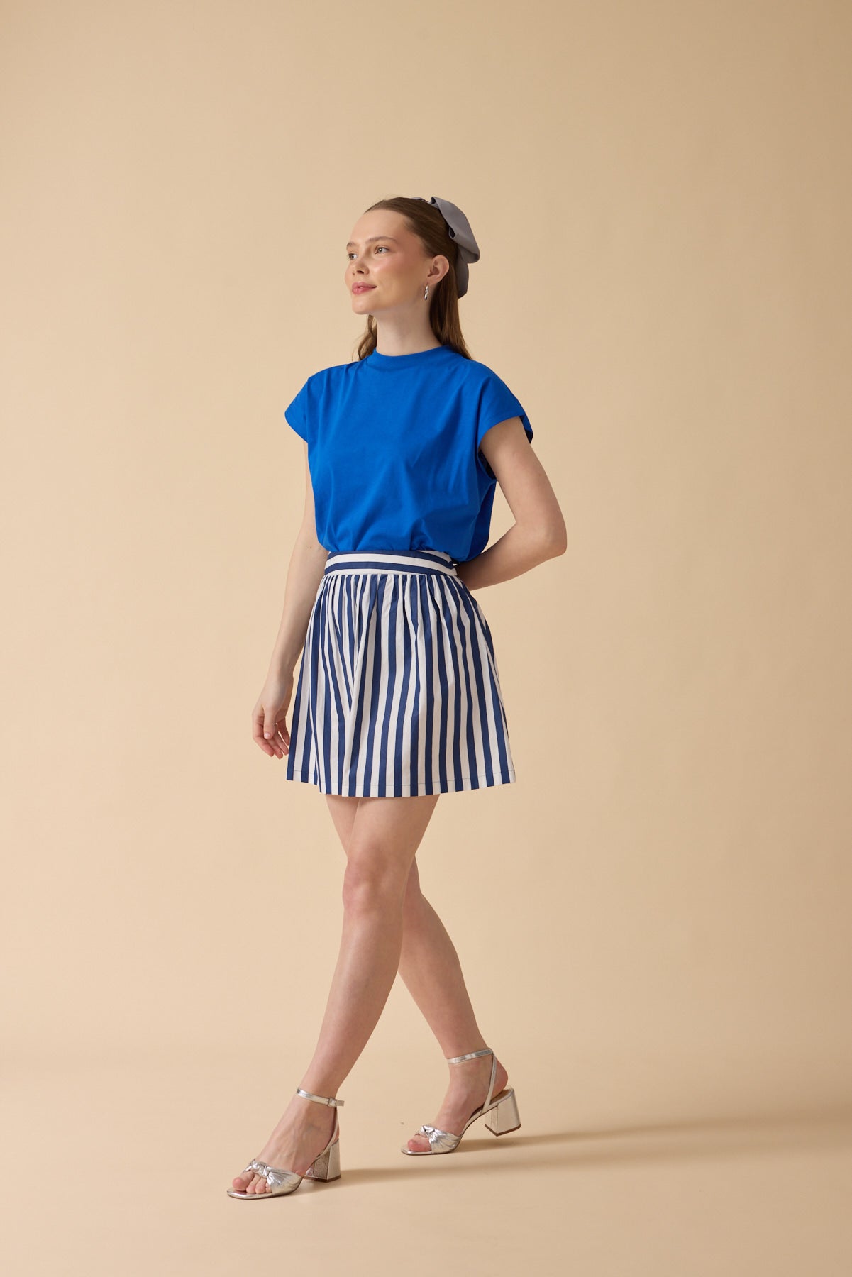 %100 Pamuk T-Shirt – Saks Mavisi