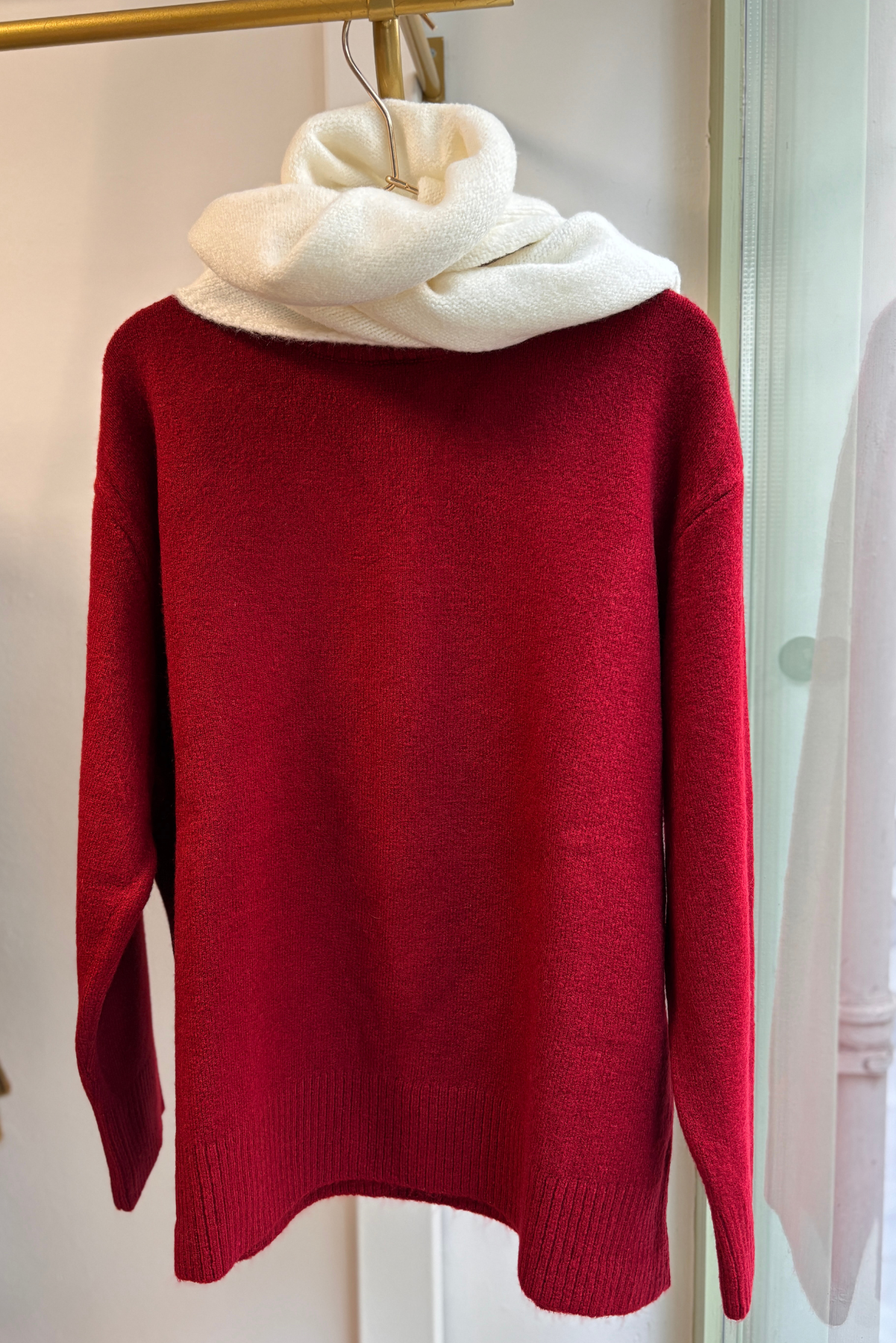 Bordo Dökümlü Yün Kazak