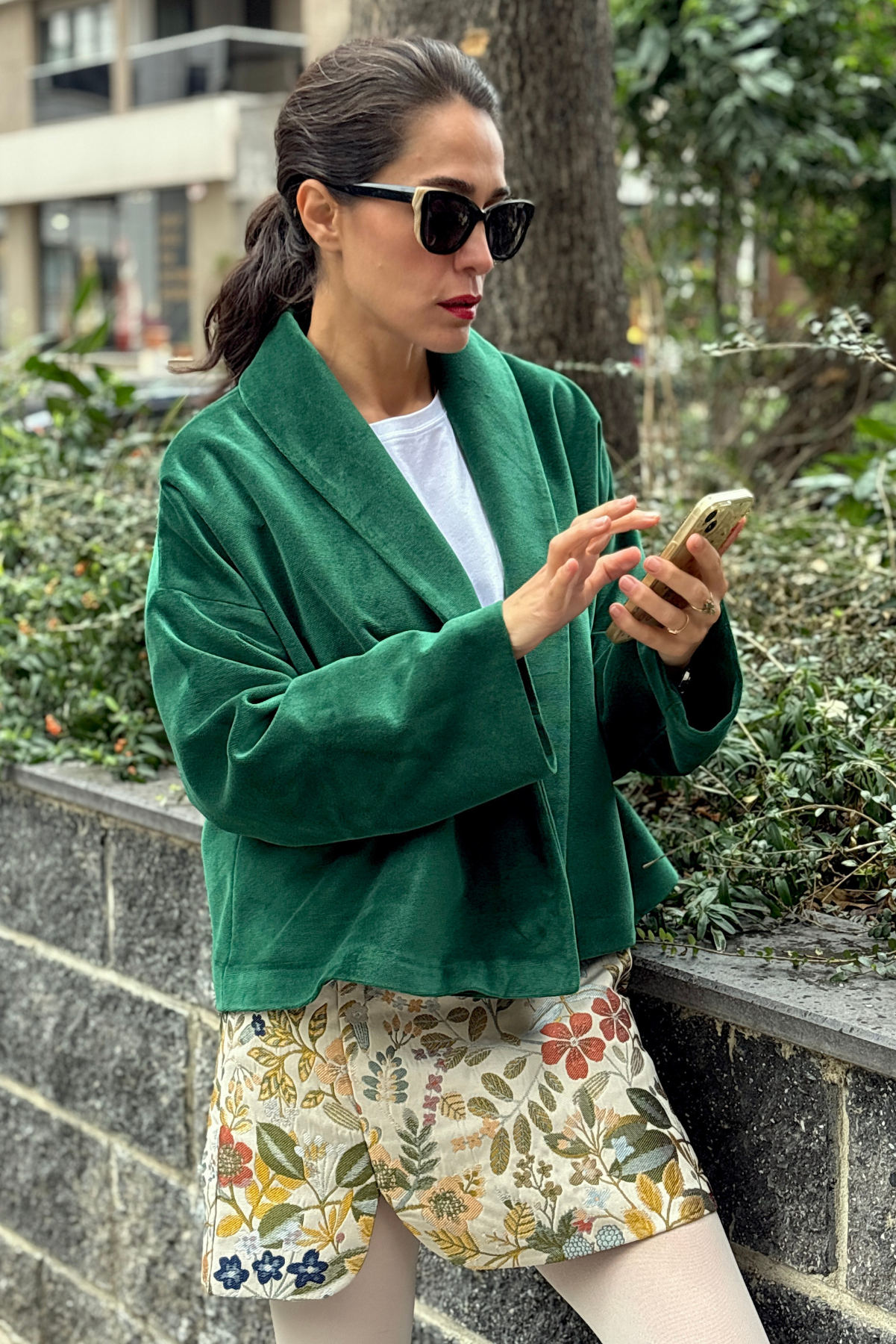 Ördek Başı Yeşil Kadife Ceket