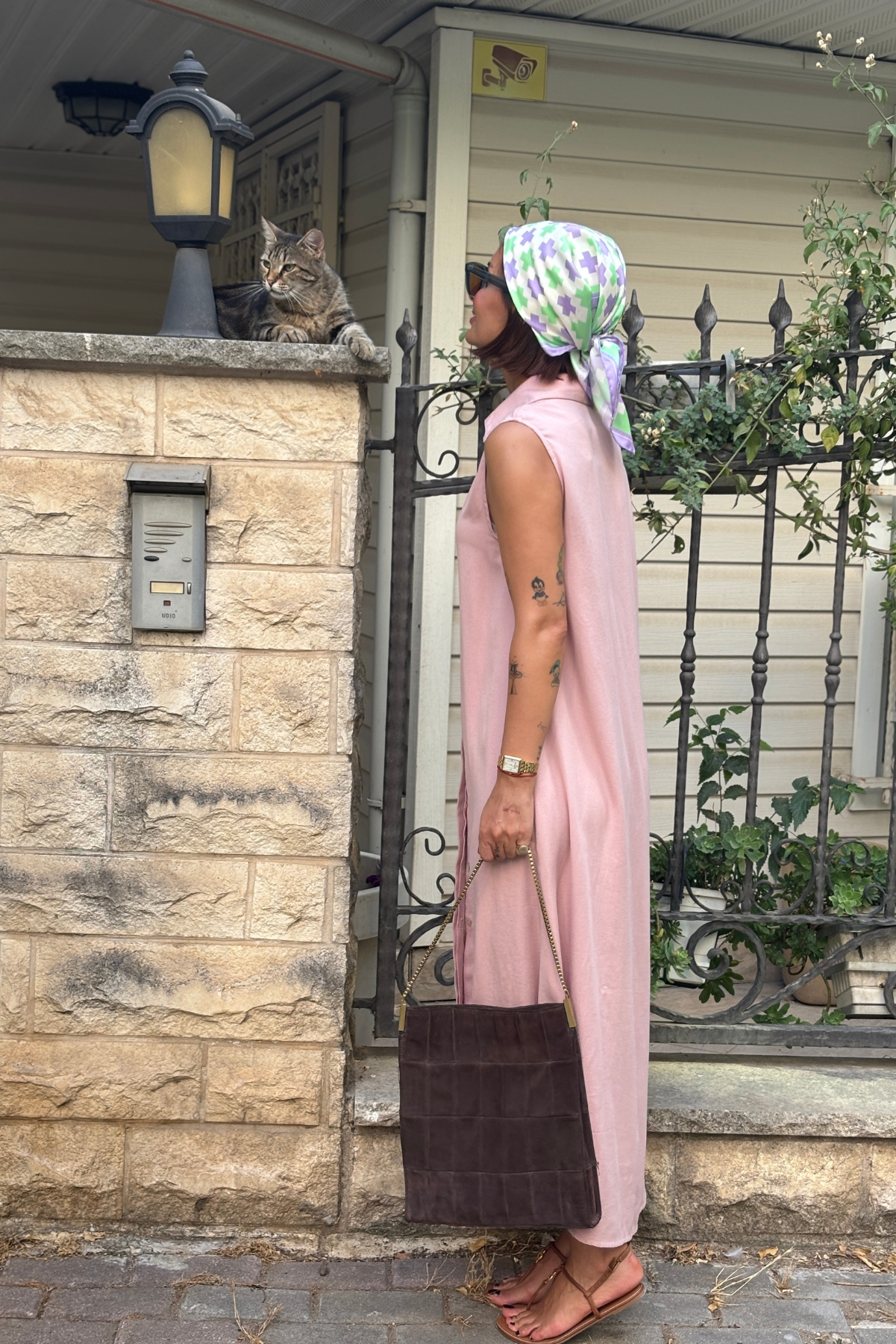 Toz Pembe Tencel Maksi Elbise
