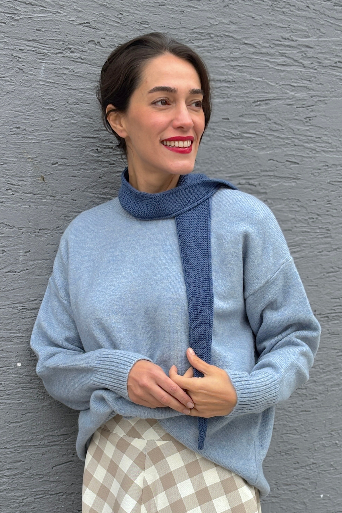 Lacivert Örgü Mini Fular - Sophie Scarf