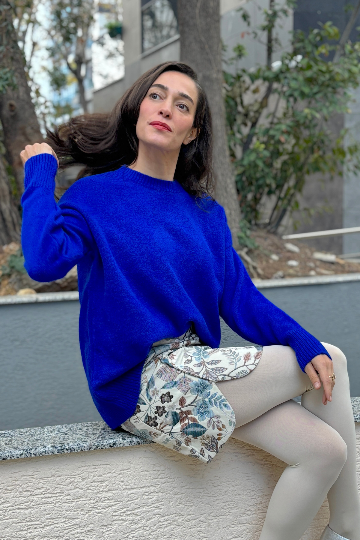 Mavi Dokuma Anvelop Etek