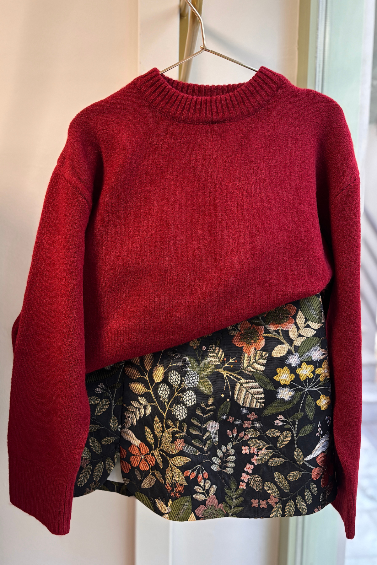 Bordo Dökümlü Yün Kazak