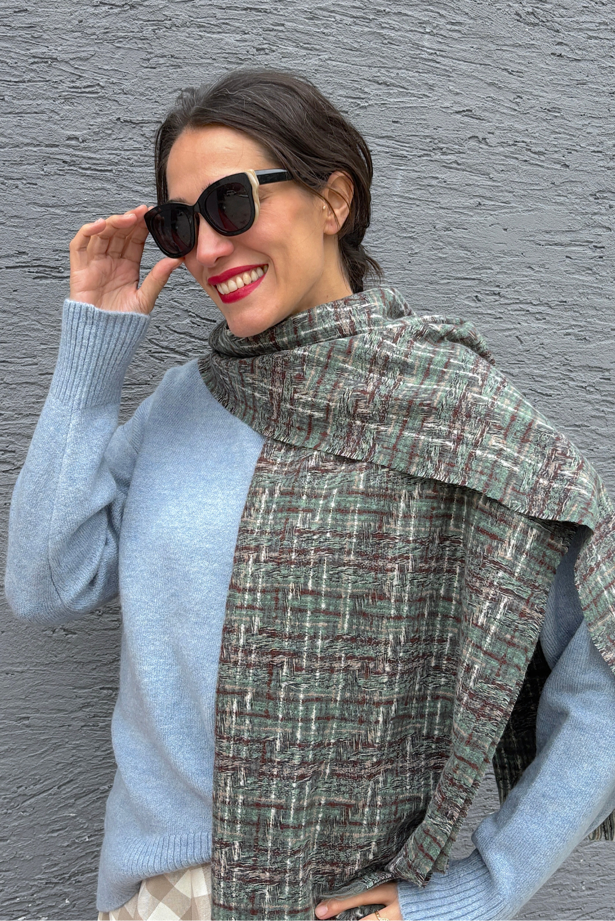 Yeşil Kırçıllı Angora Yünlü Atkı