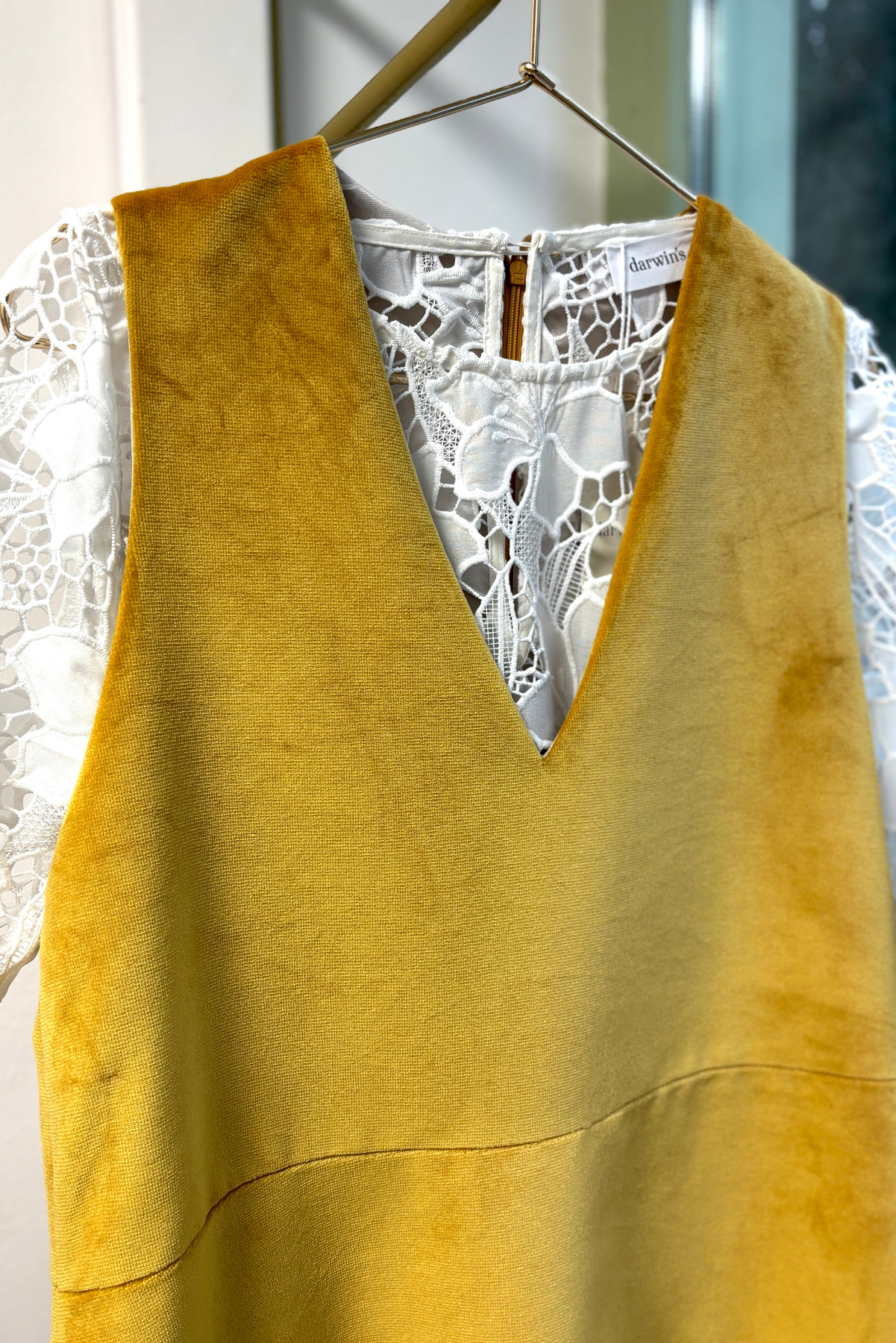 Sarı Kadife Jile Elbise