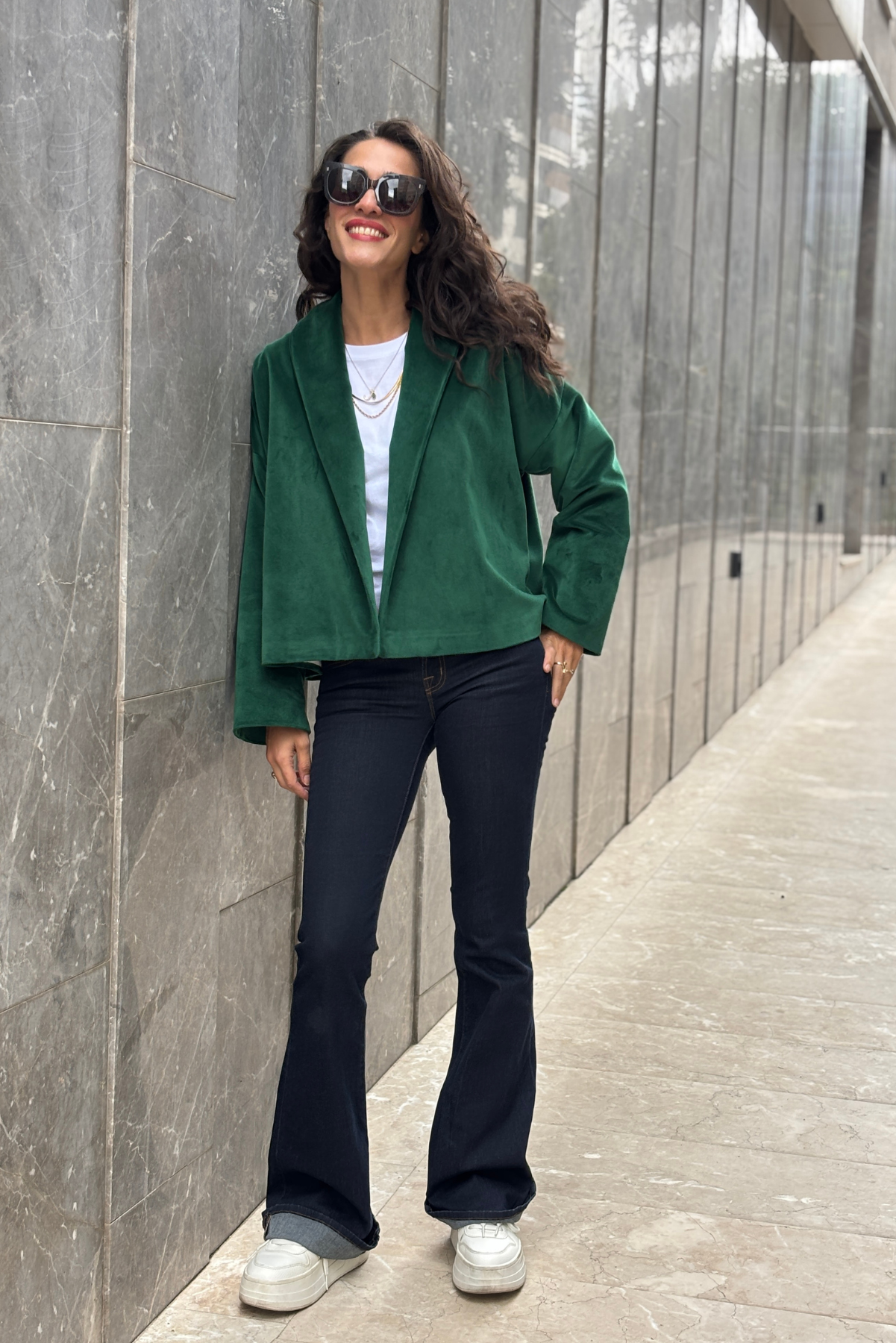 Ördek Başı Kadife Ceket