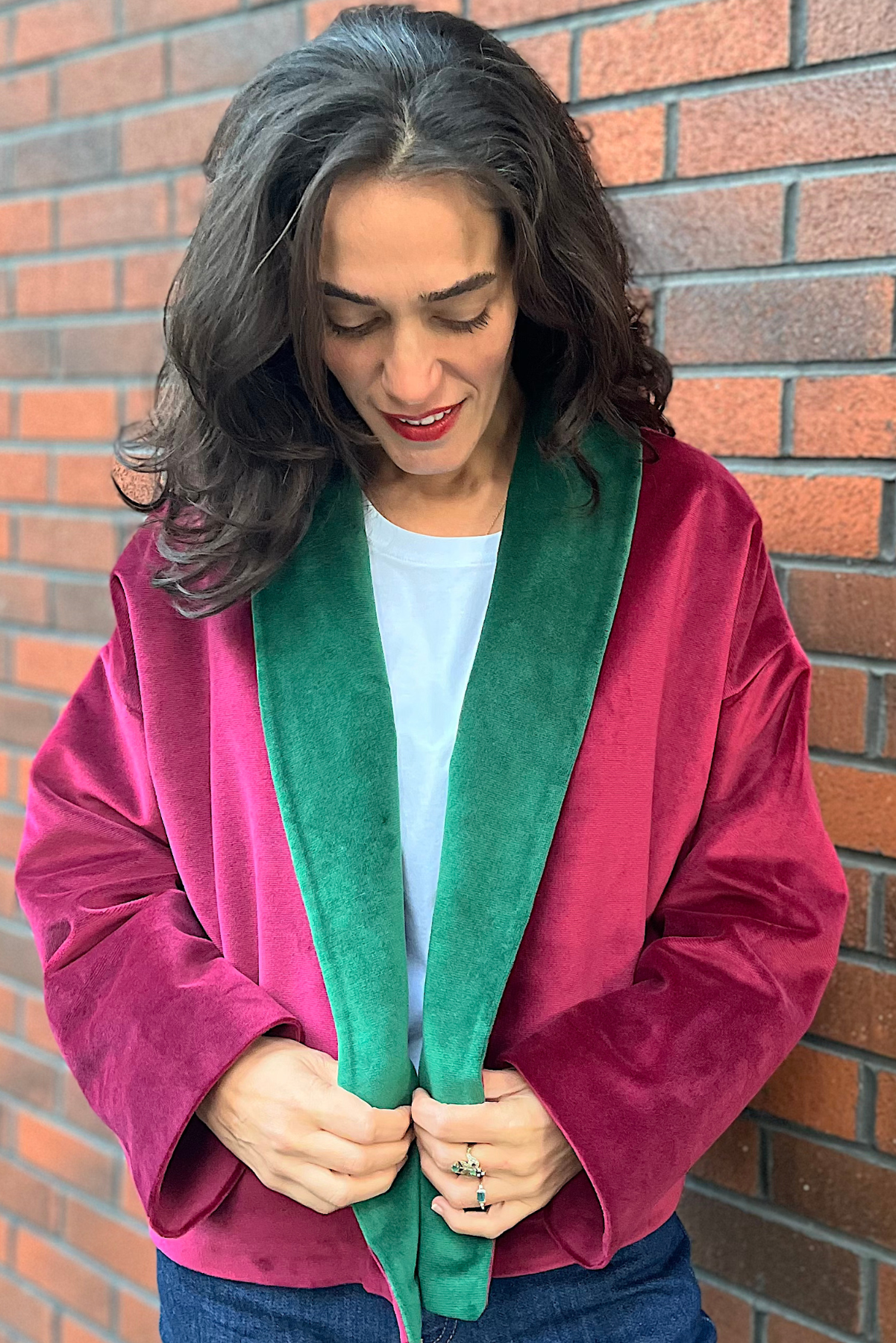 Bordo Yeşil Kadife Ceket