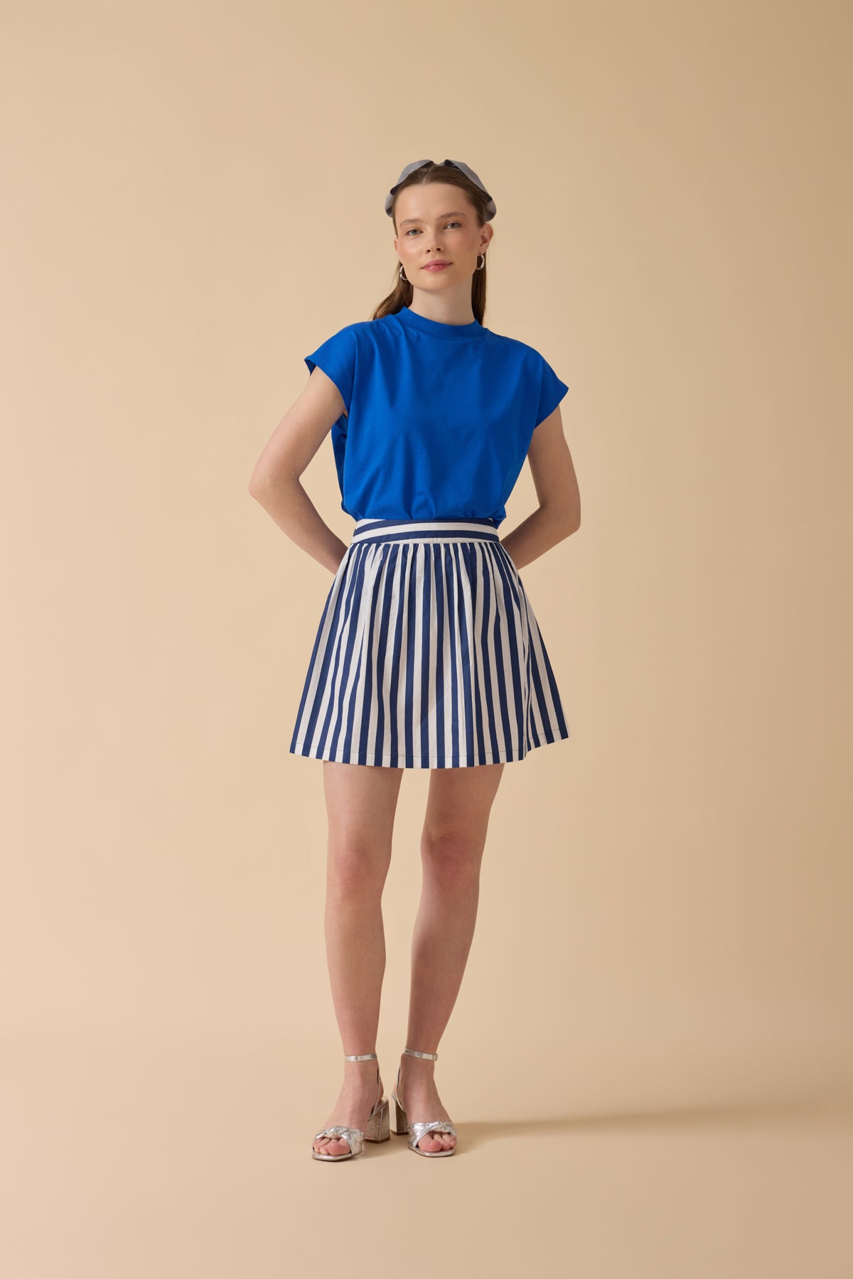 %100 Pamuk T-Shirt – Saks Mavisi
