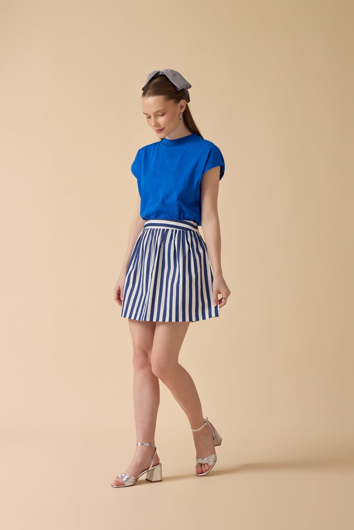 %100 Pamuk T-Shirt – Saks Mavisi