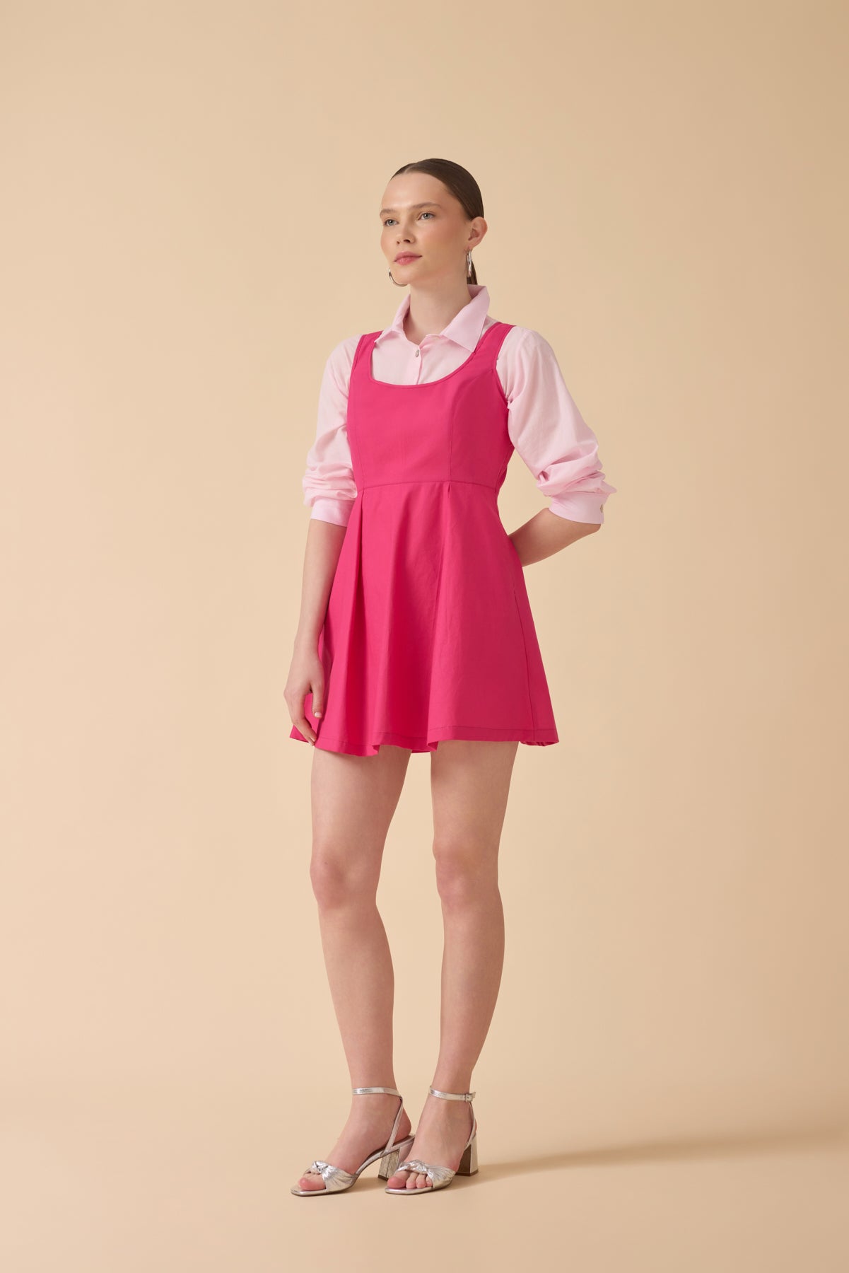 Fuşya Pinafore Elbise
