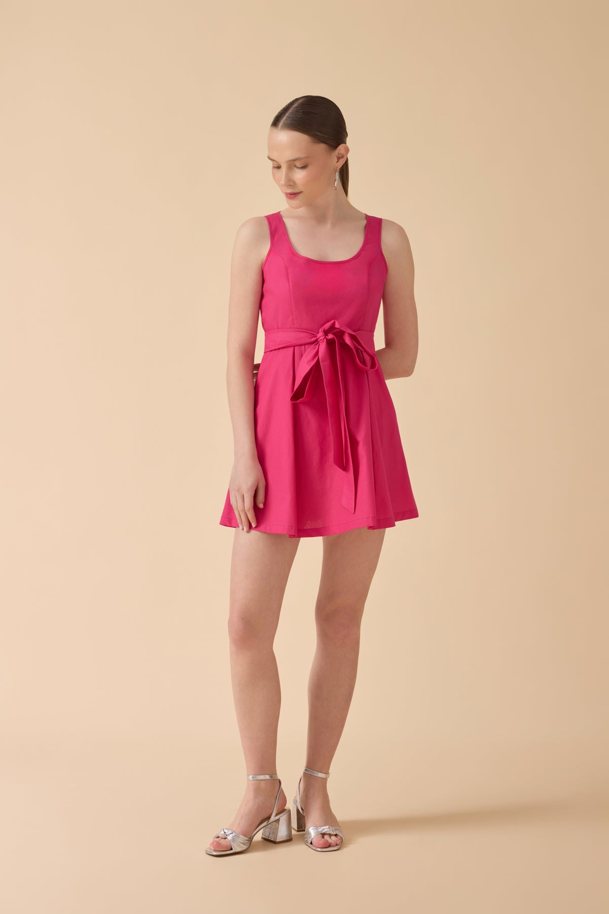 Fuşya Pinafore Elbise