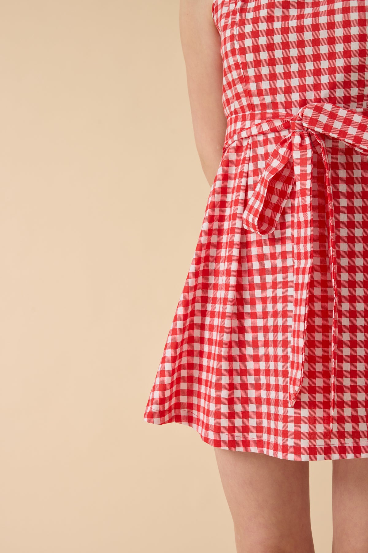 Kırmızı Pötikare Pinafore Elbise
