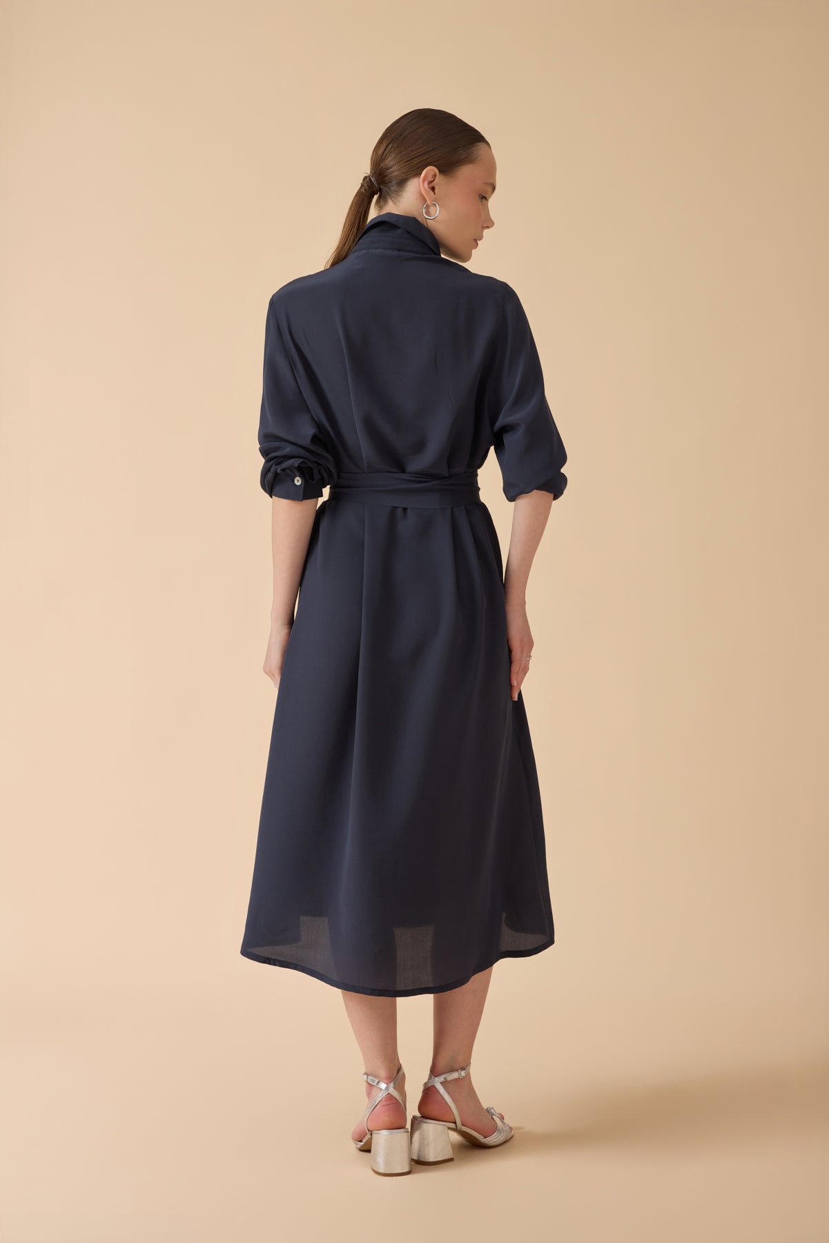 Lacivert İpek Elbise