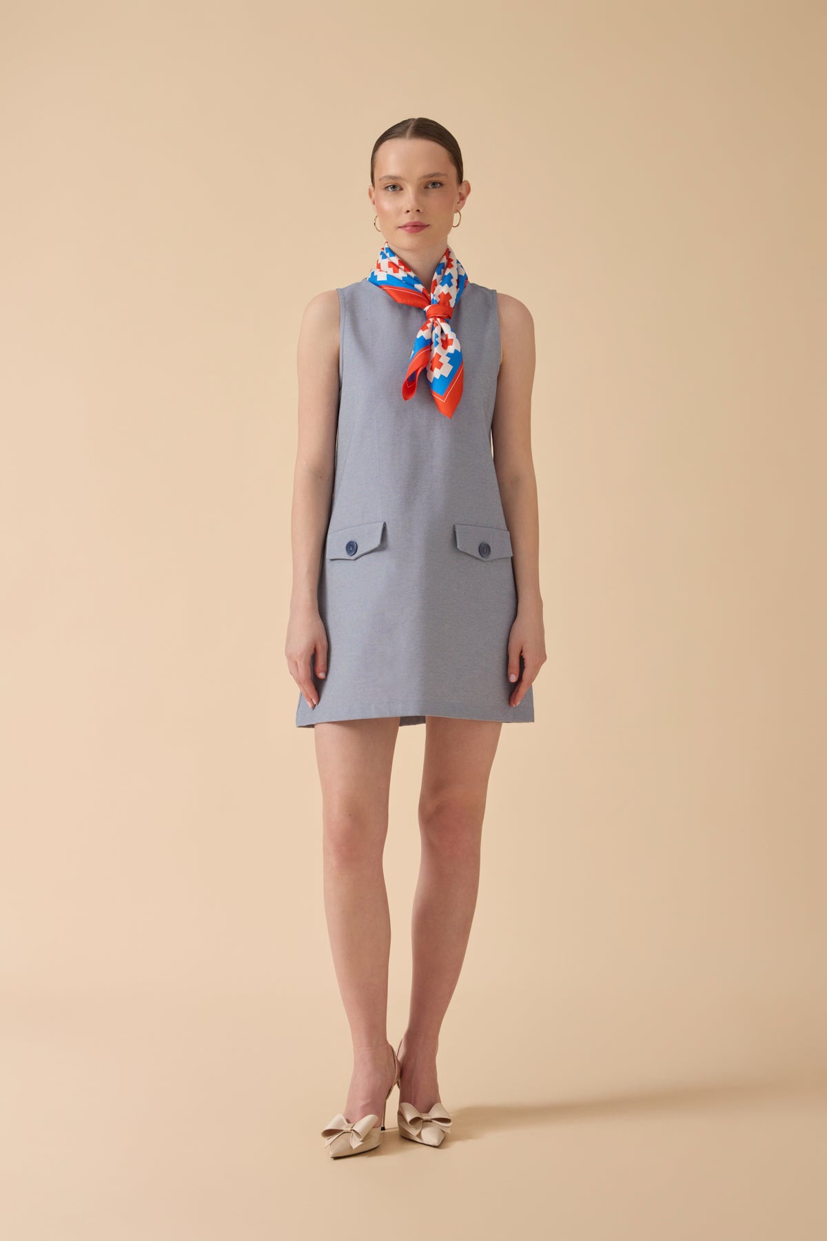 İpek Fular – Turuncu Mavi