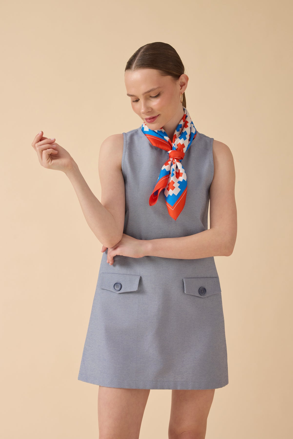 İpek Fular – Turuncu Mavi