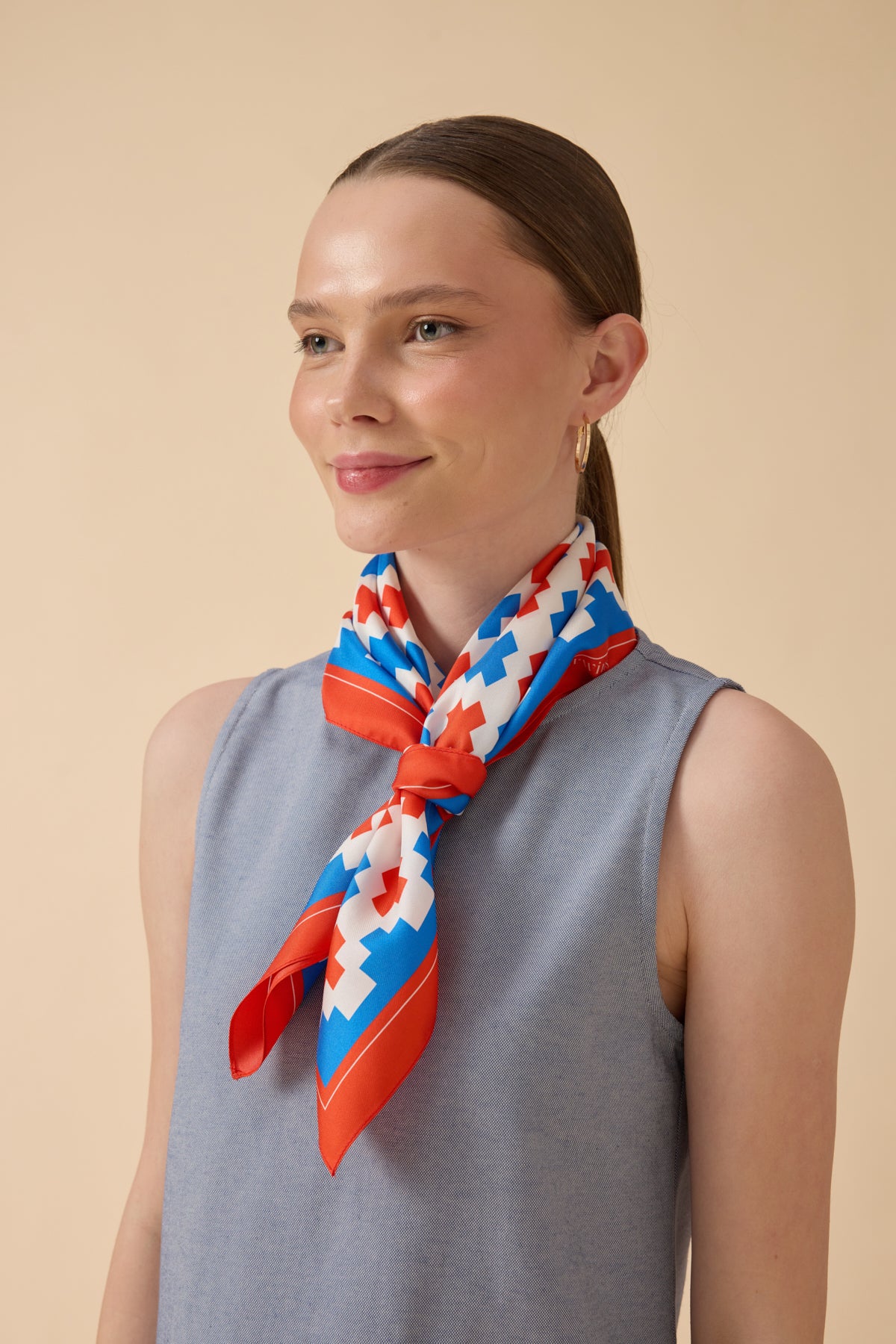 İpek Fular – Turuncu Mavi