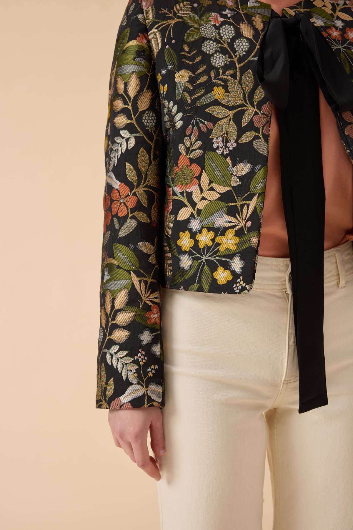 Dokuma Crop Blazer Ceket - Siyah