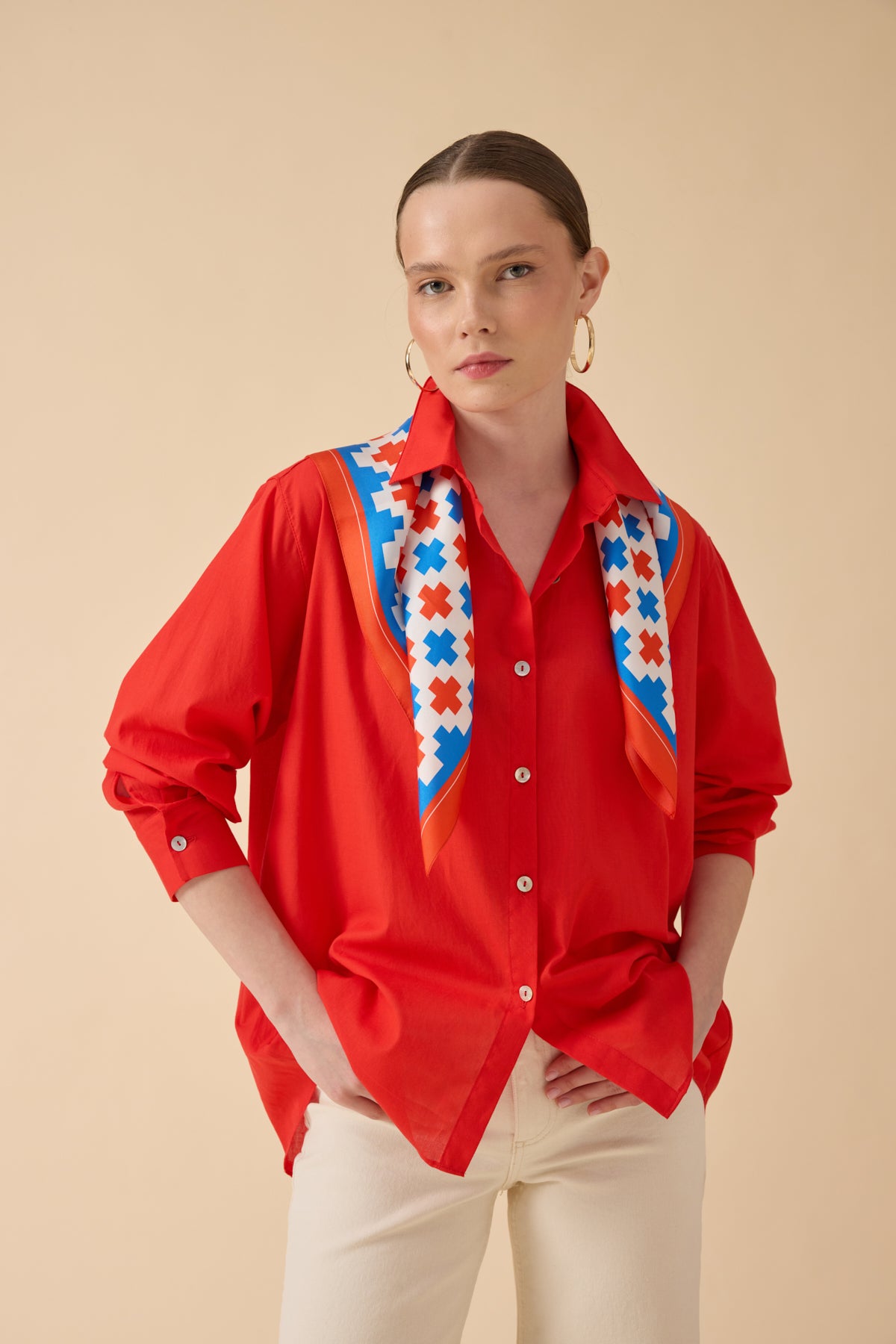 İpek Fular – Turuncu Mavi