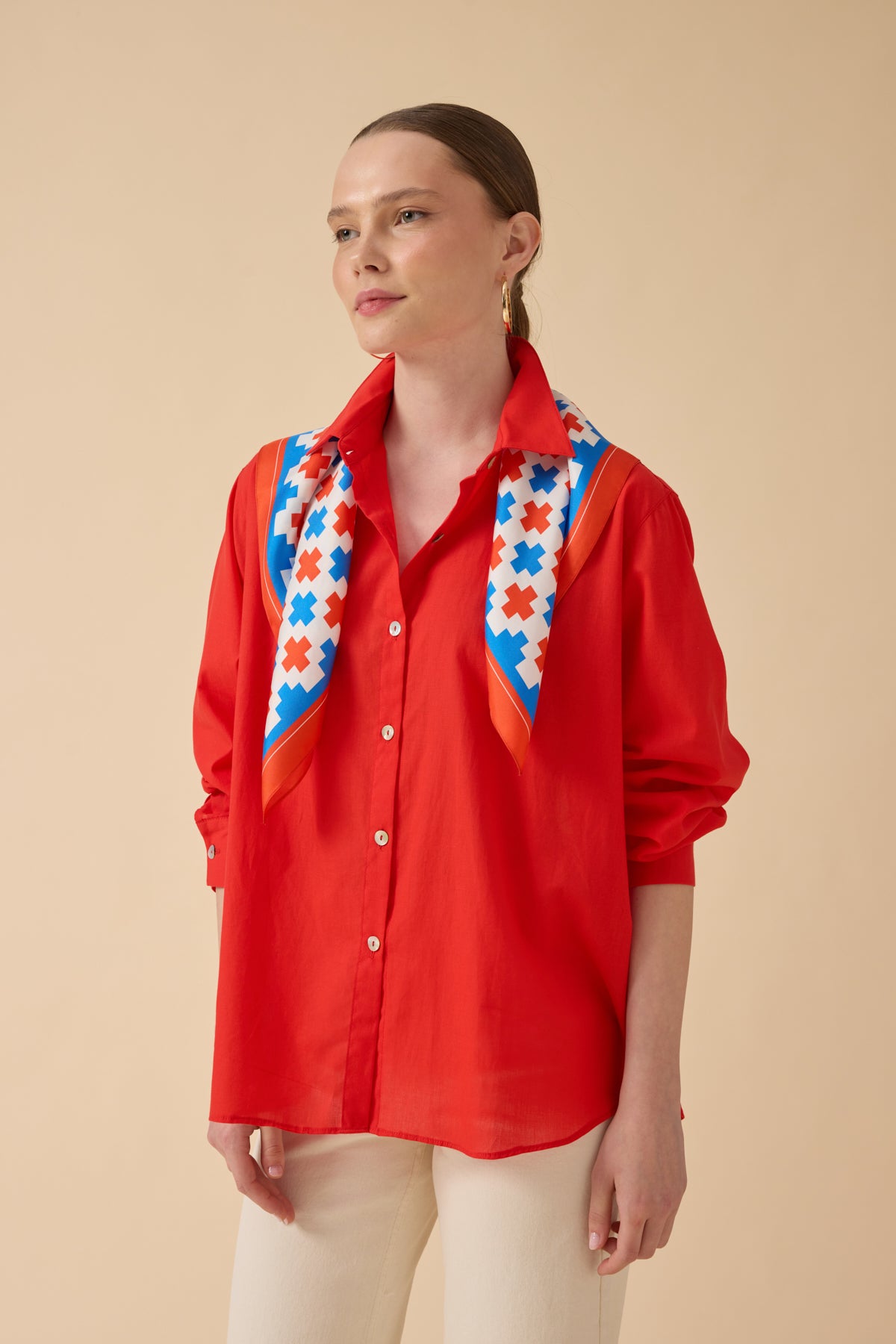 İpek Fular – Turuncu Mavi