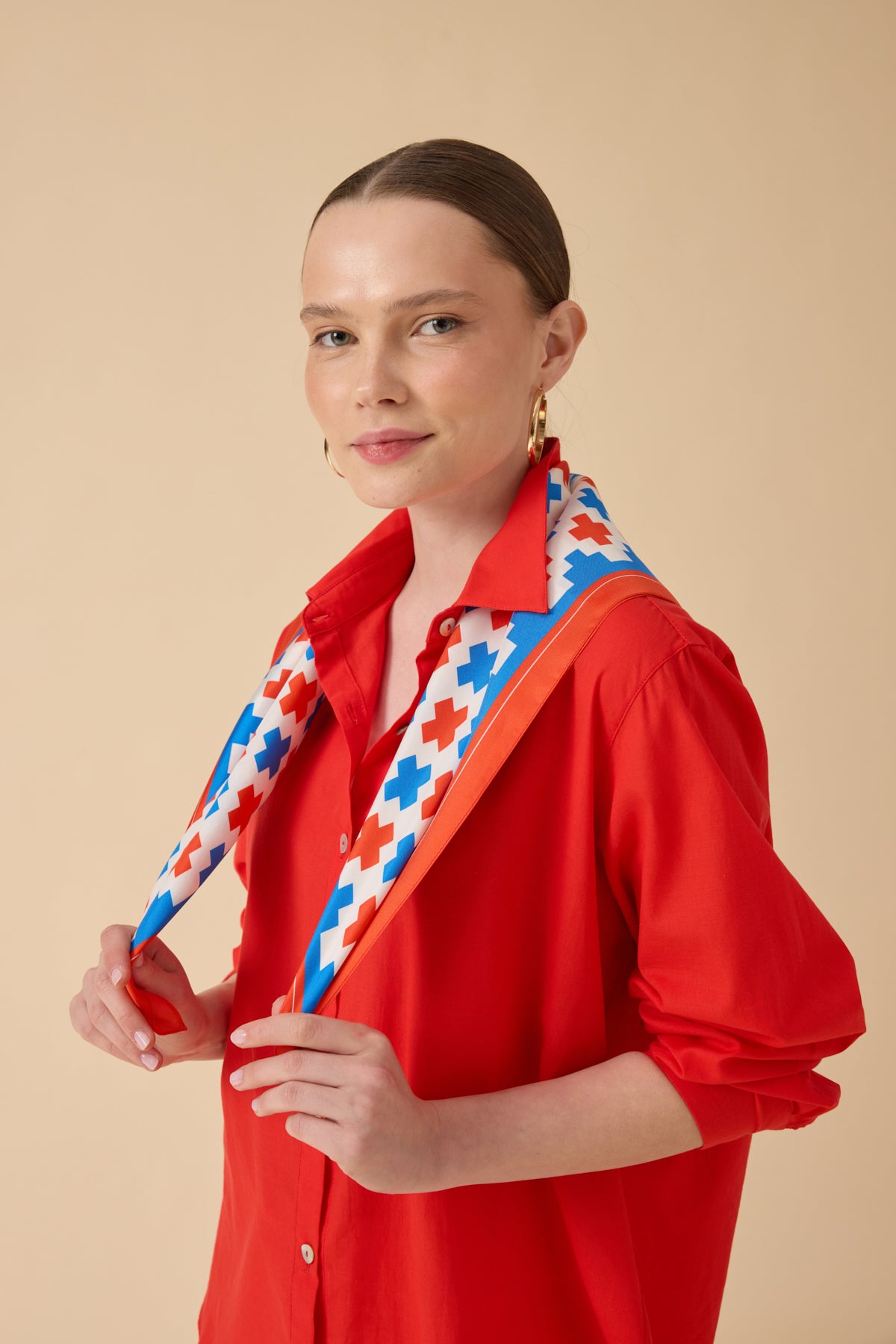 İpek Fular – Turuncu Mavi