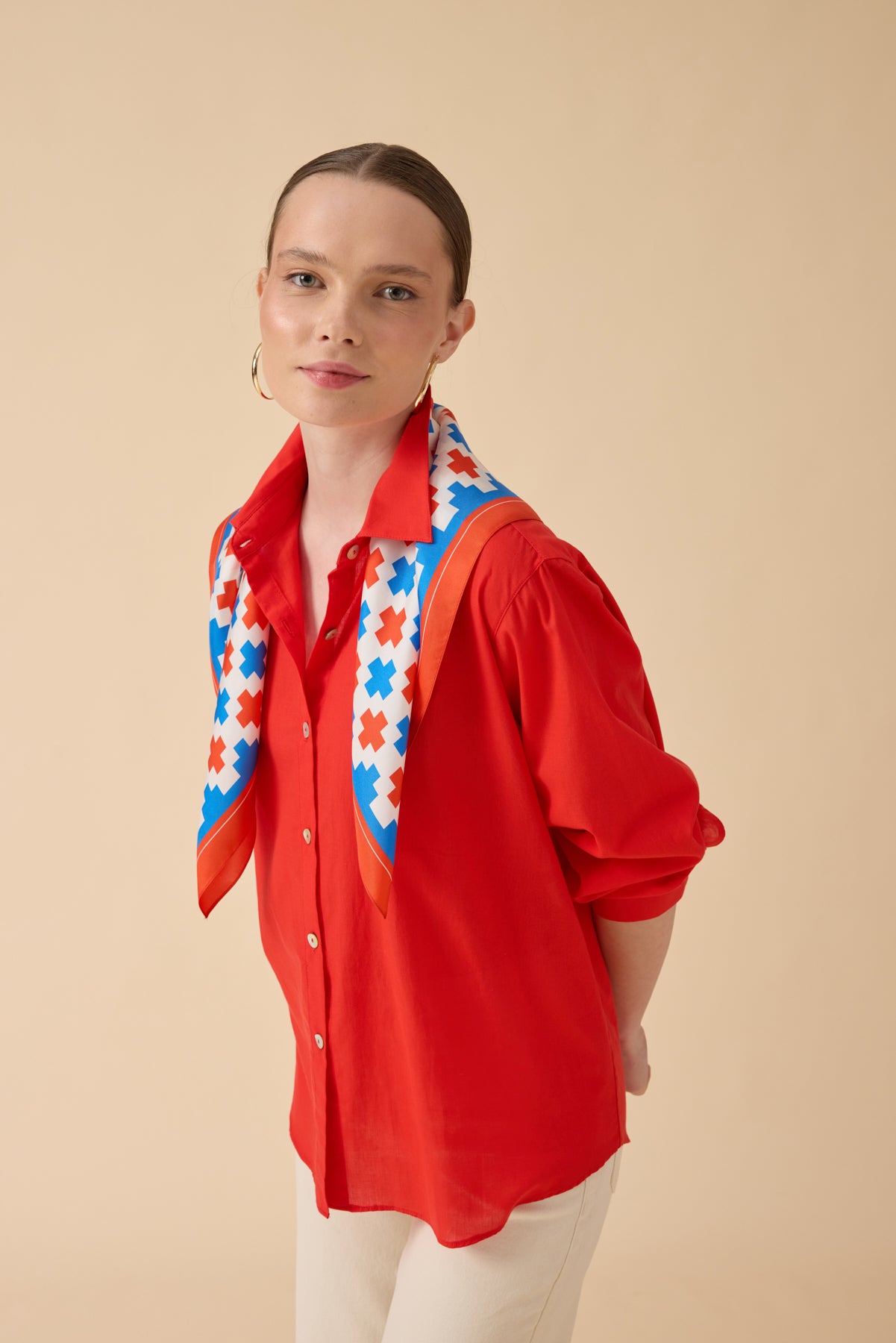 İpek Fular – Turuncu Mavi