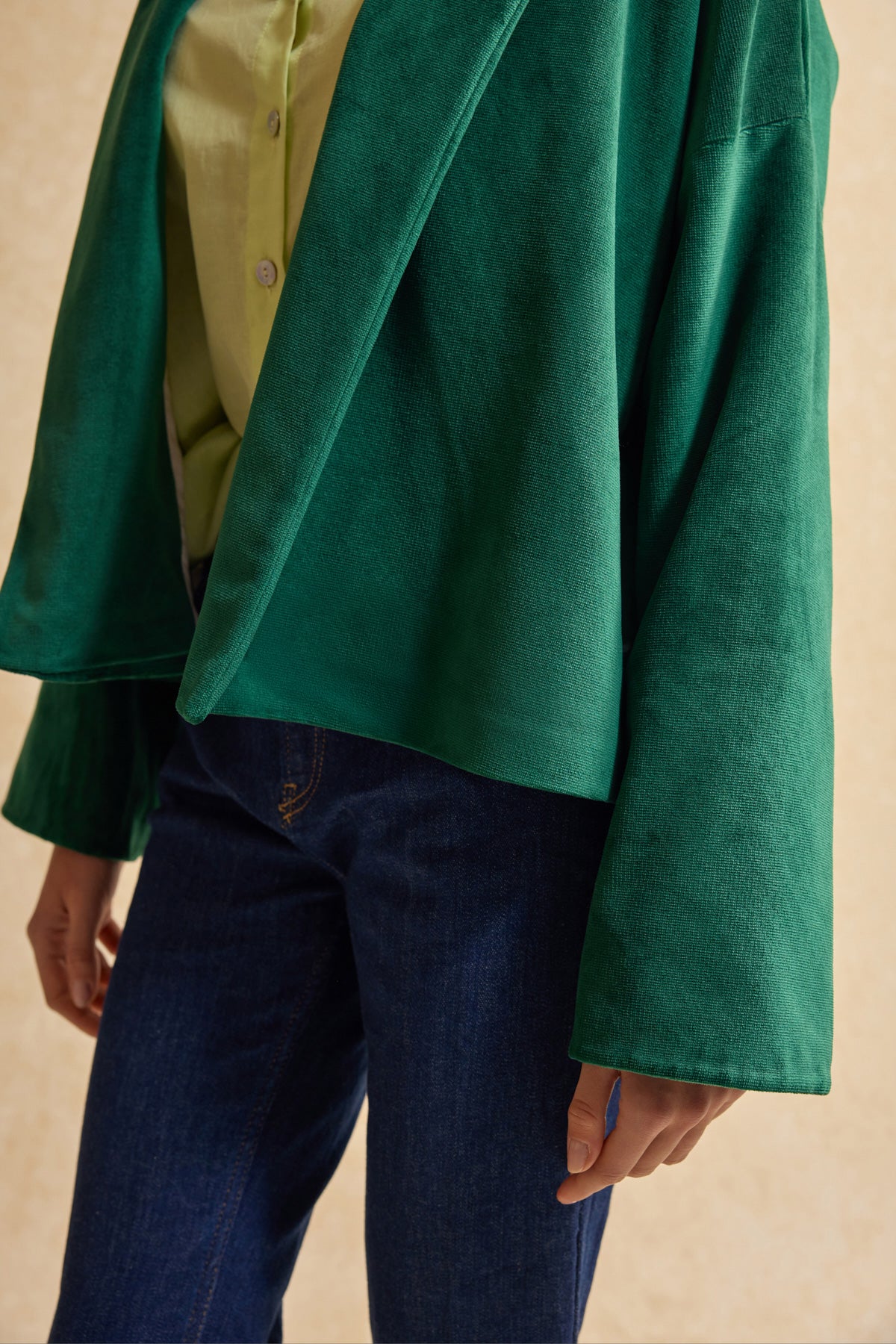 Ördek Başı Yeşil Kadife Ceket