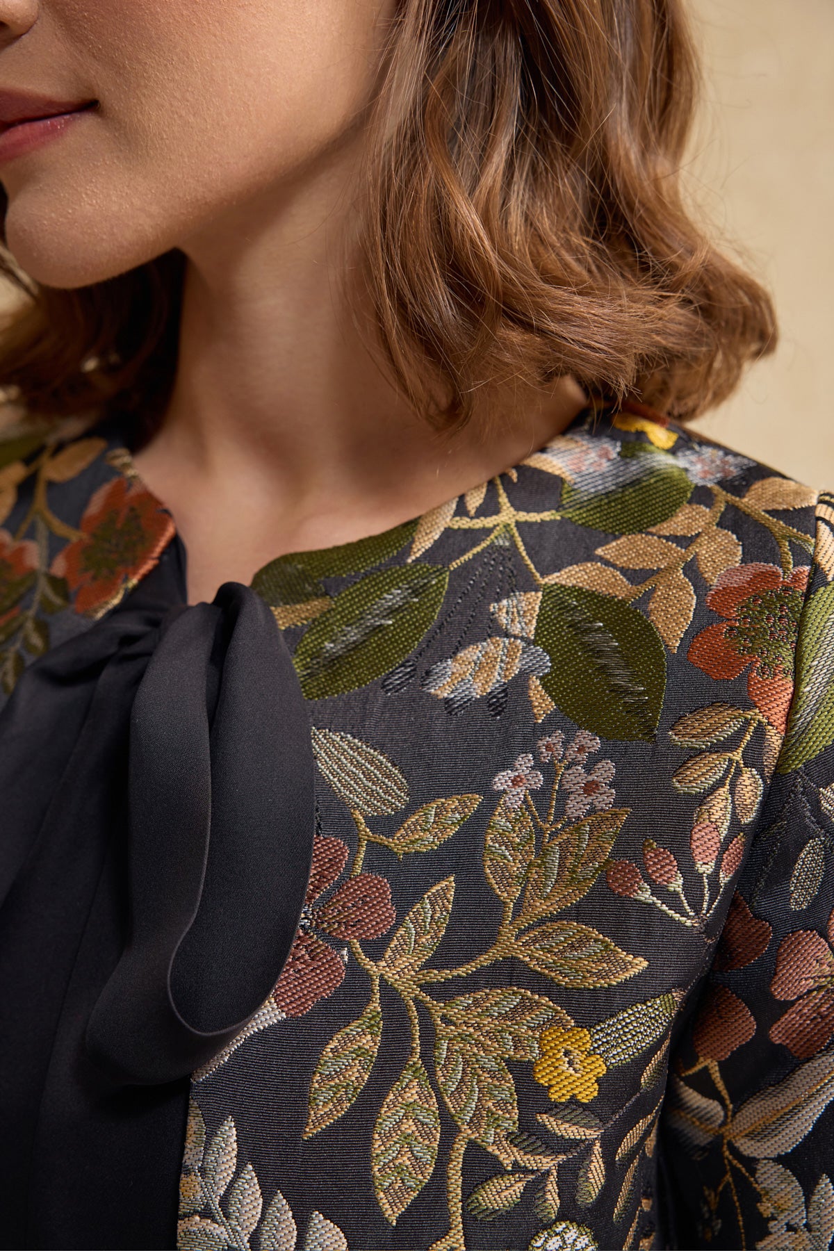 Dokuma Crop Blazer Ceket - Siyah