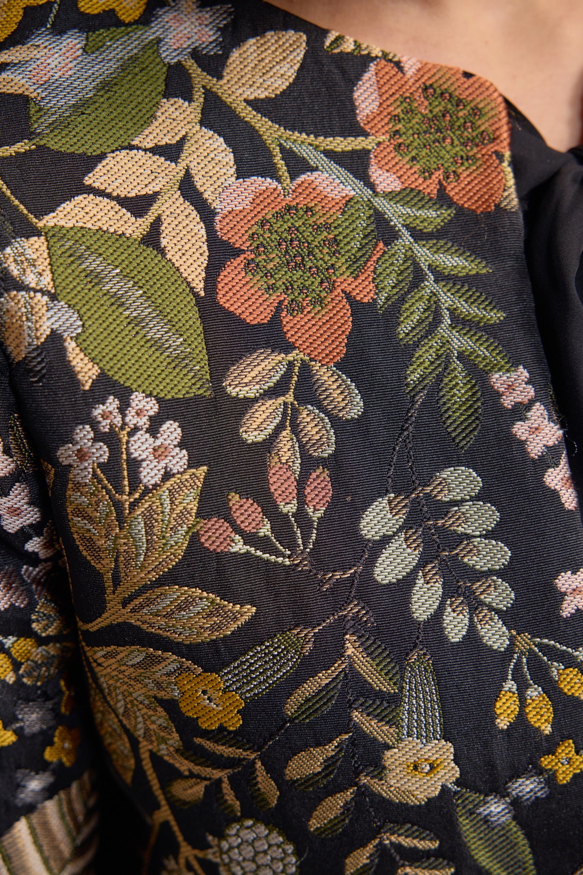 Dokuma Crop Blazer Ceket - Siyah