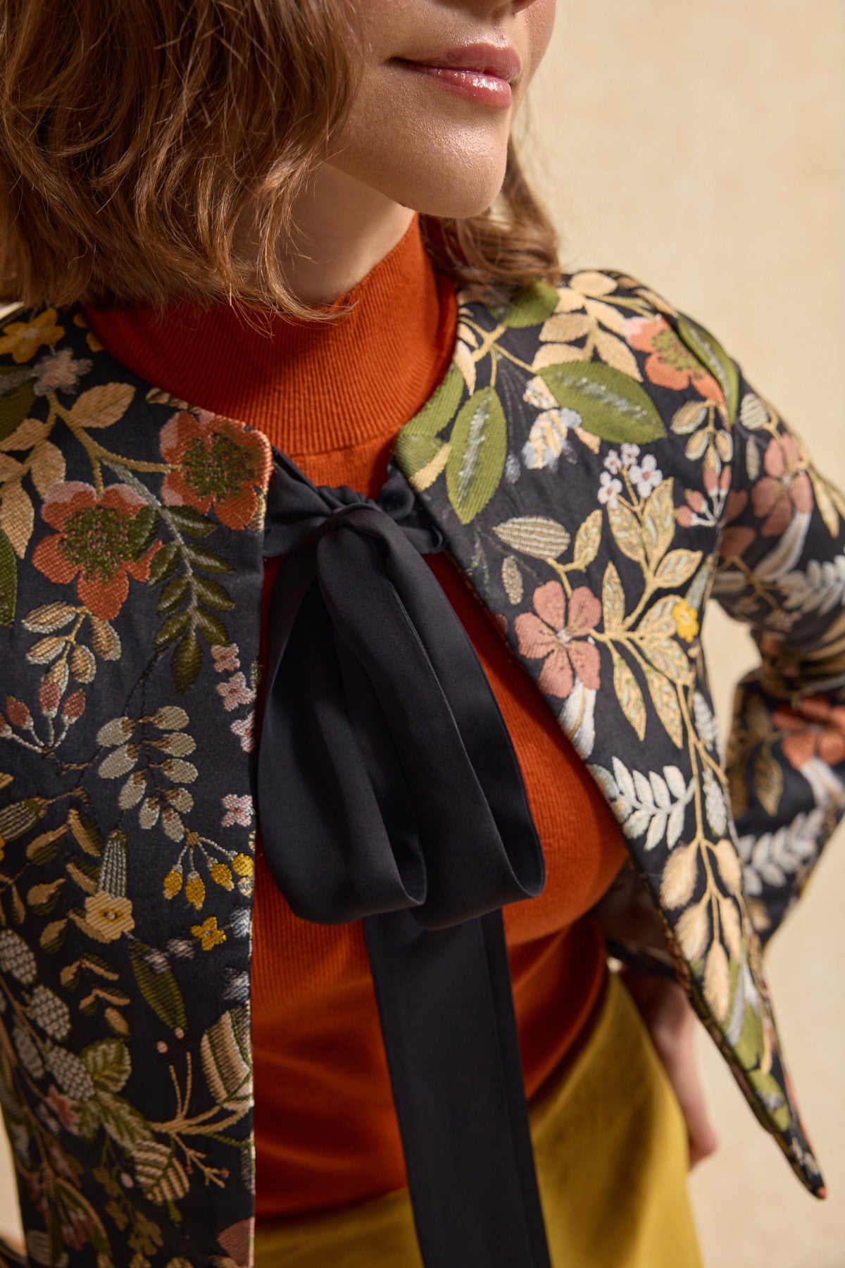 Dokuma Crop Blazer Ceket - Siyah