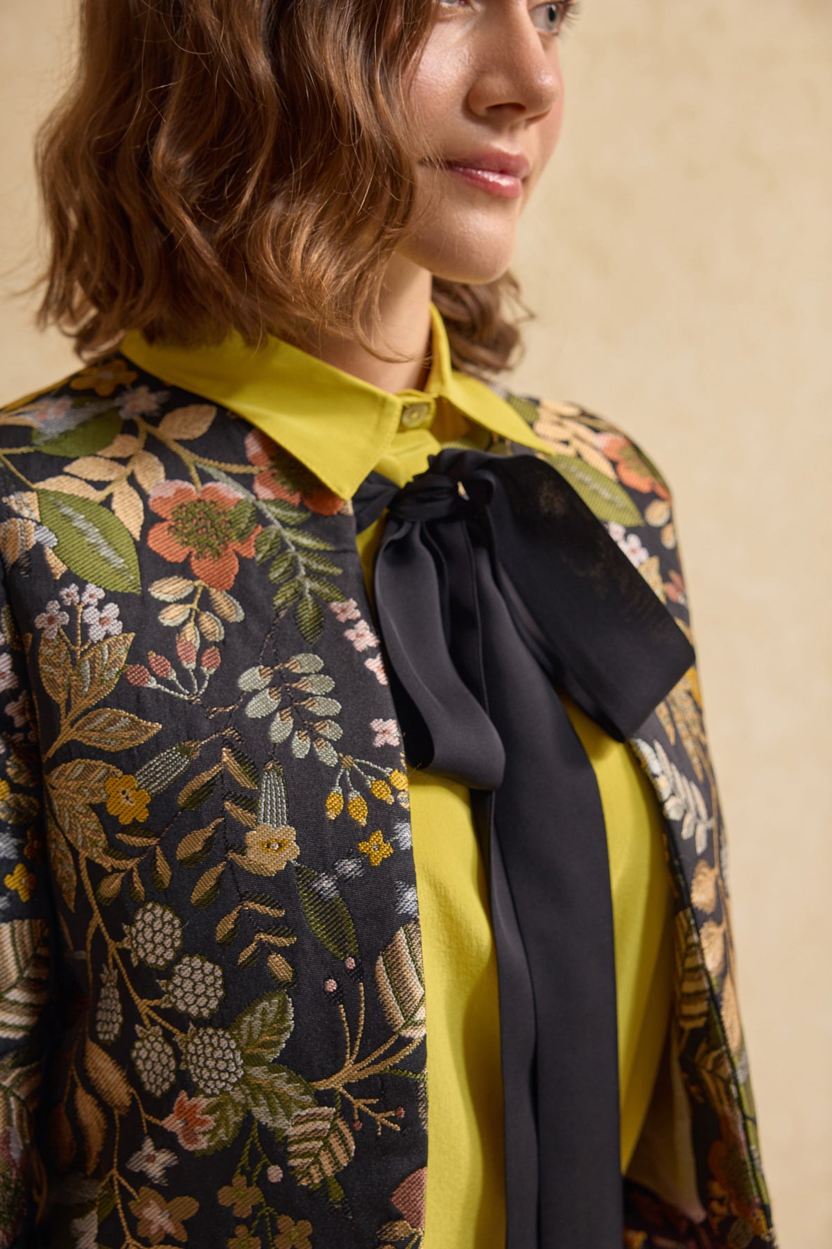 Dokuma Crop Blazer Ceket - Siyah