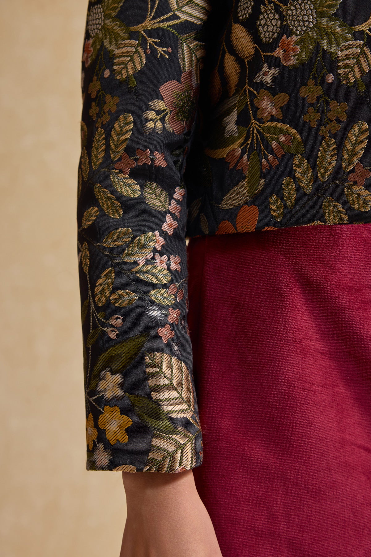 Dokuma Crop Blazer Ceket - Siyah