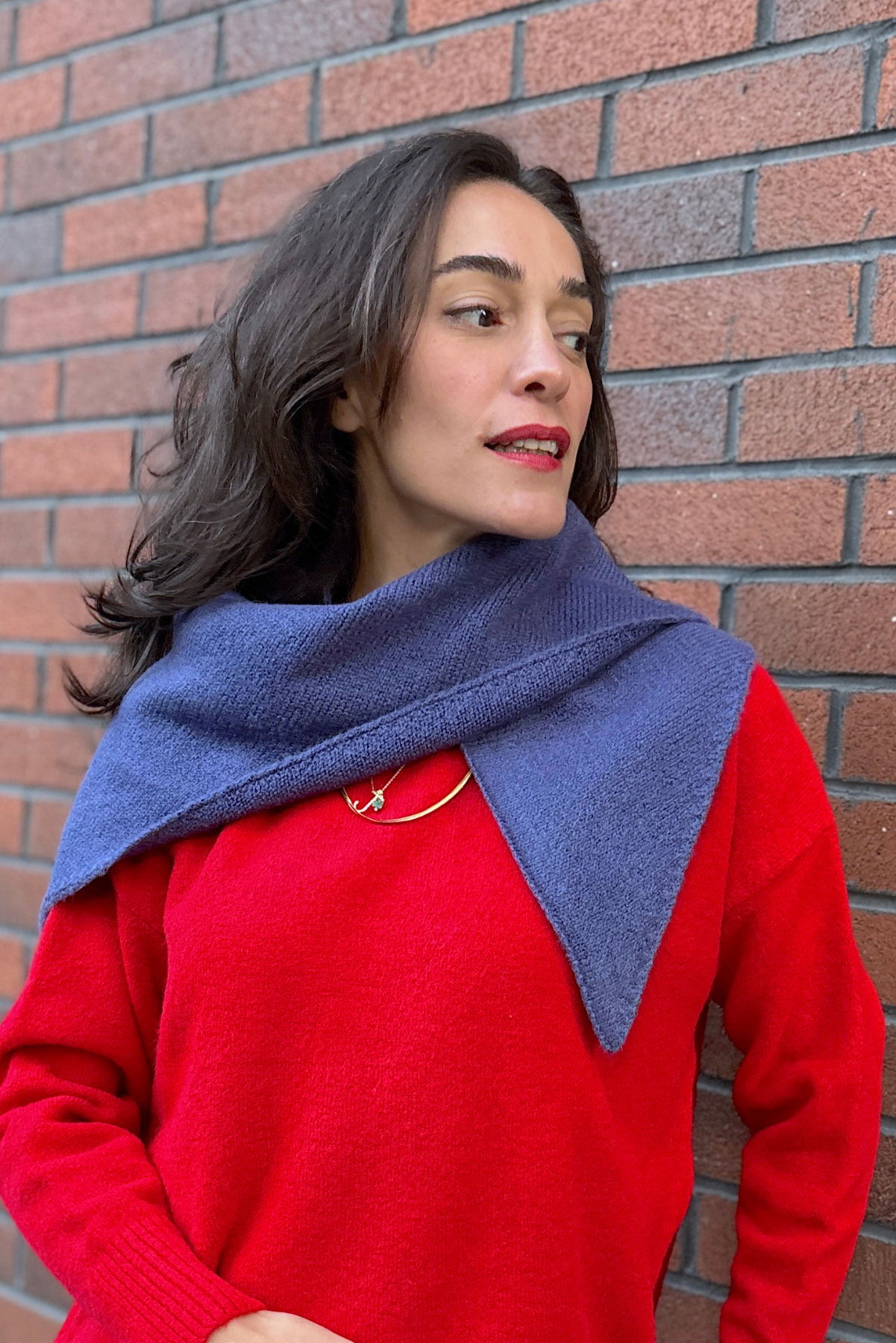 Mor Yün Üçgen Atkı