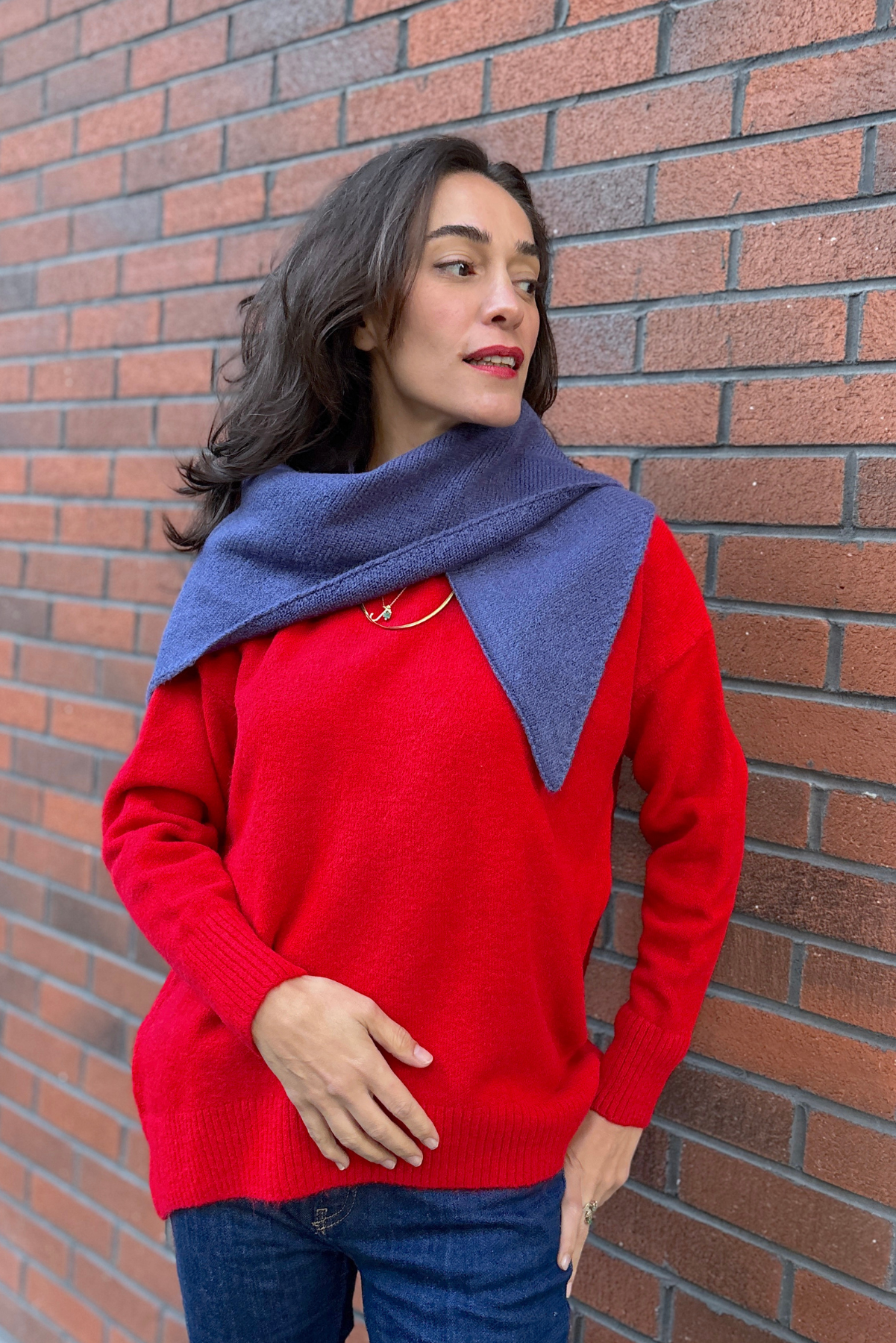 Mor Yün Üçgen Atkı