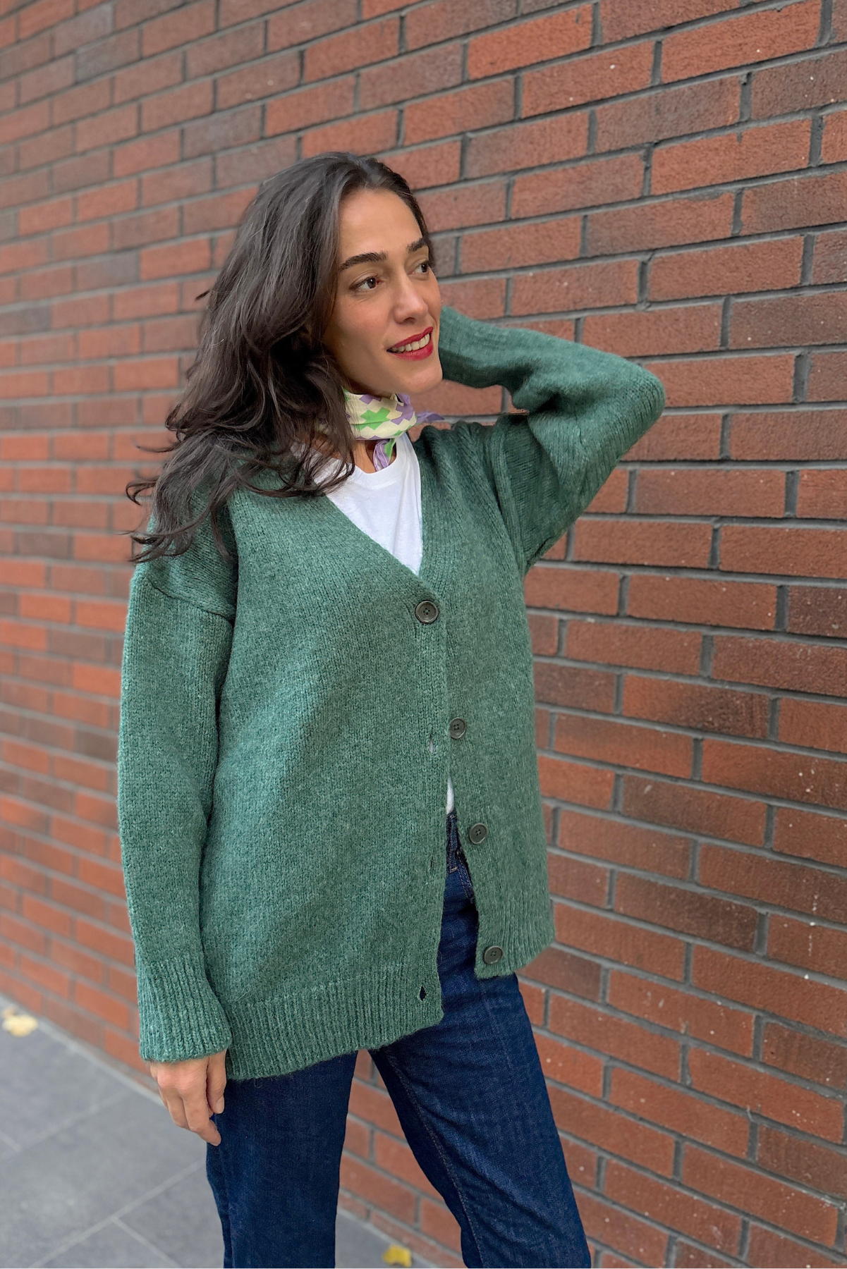 Orman Yeşili Yün Hırka