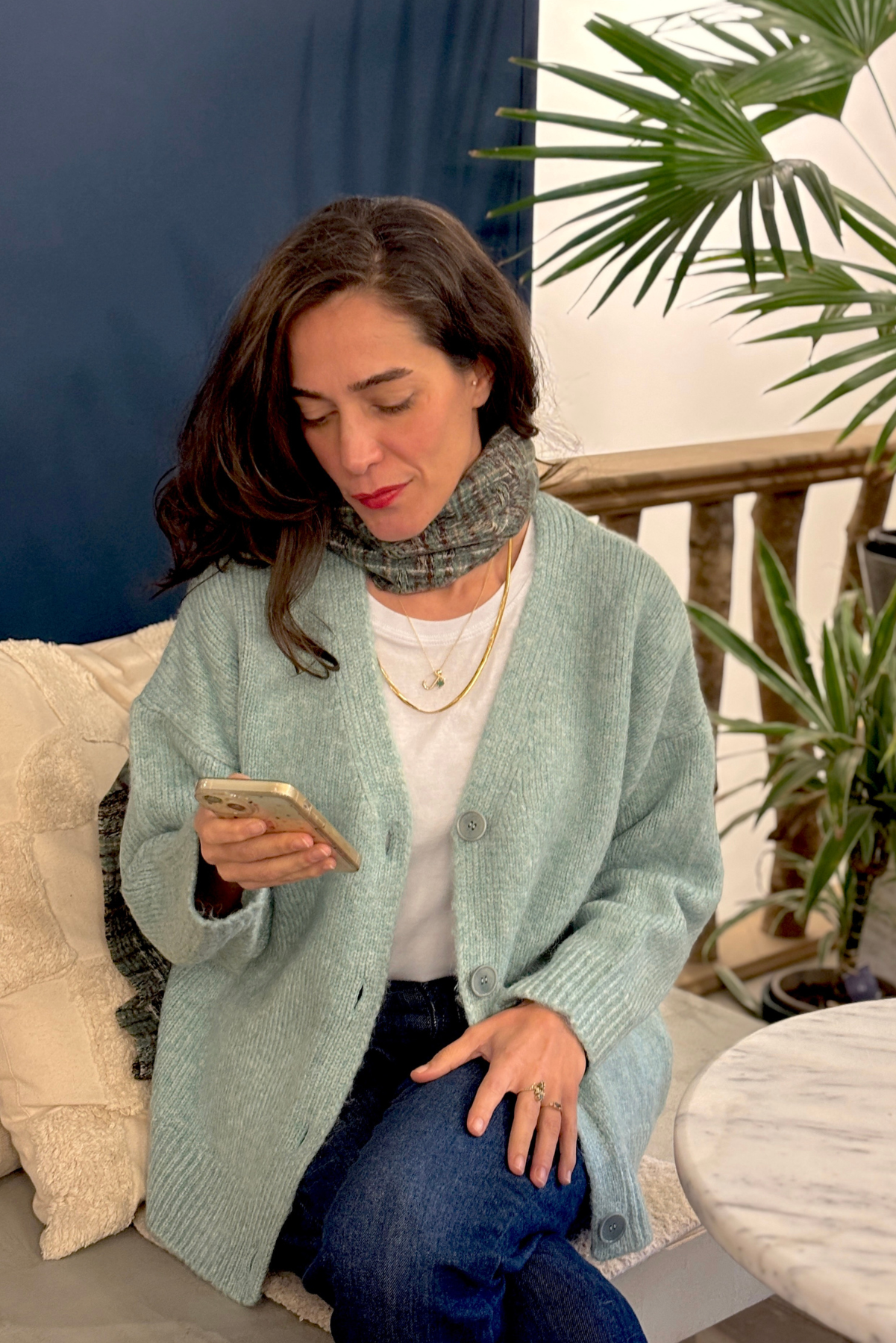 Su Yeşili Yün Hırka