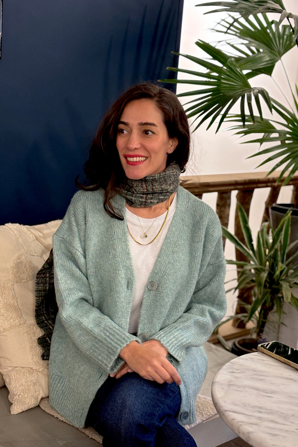 Su Yeşili Yün Hırka