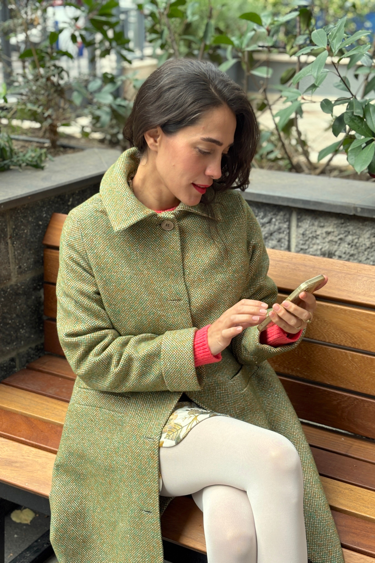 Yeşil Kırçıllı Yün Kaban