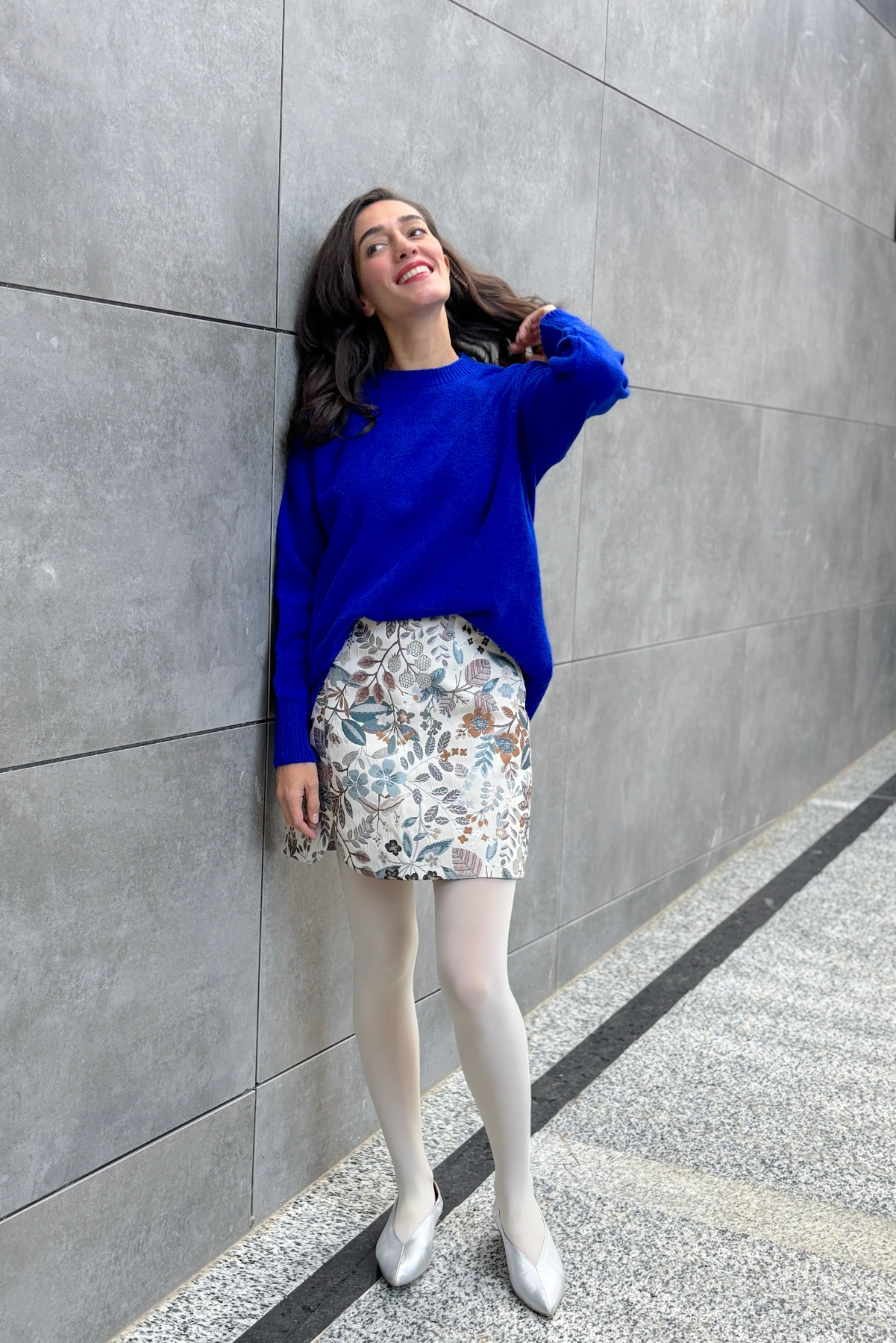 Mavi Dokuma Anvelop Etek