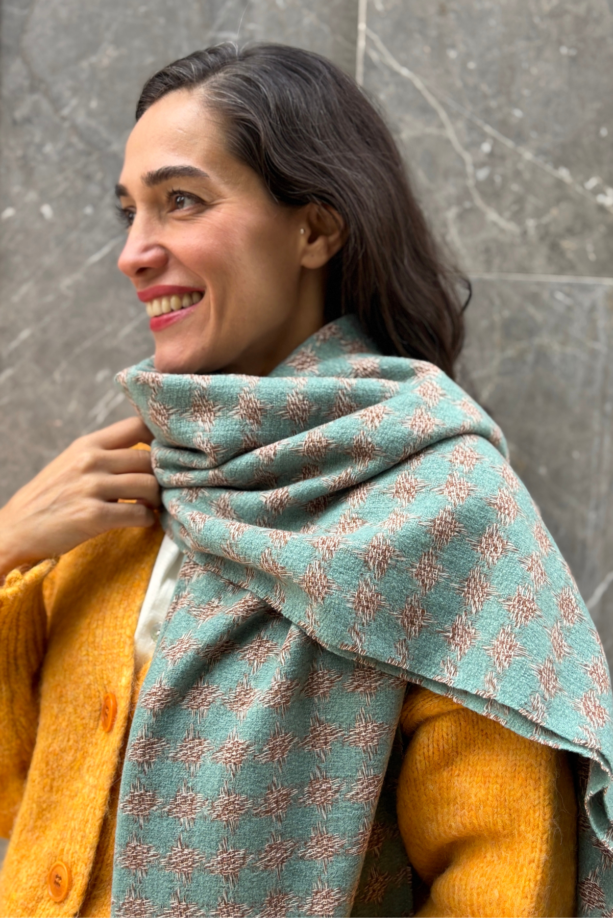 Yeşil Angora Yünlü Atkı