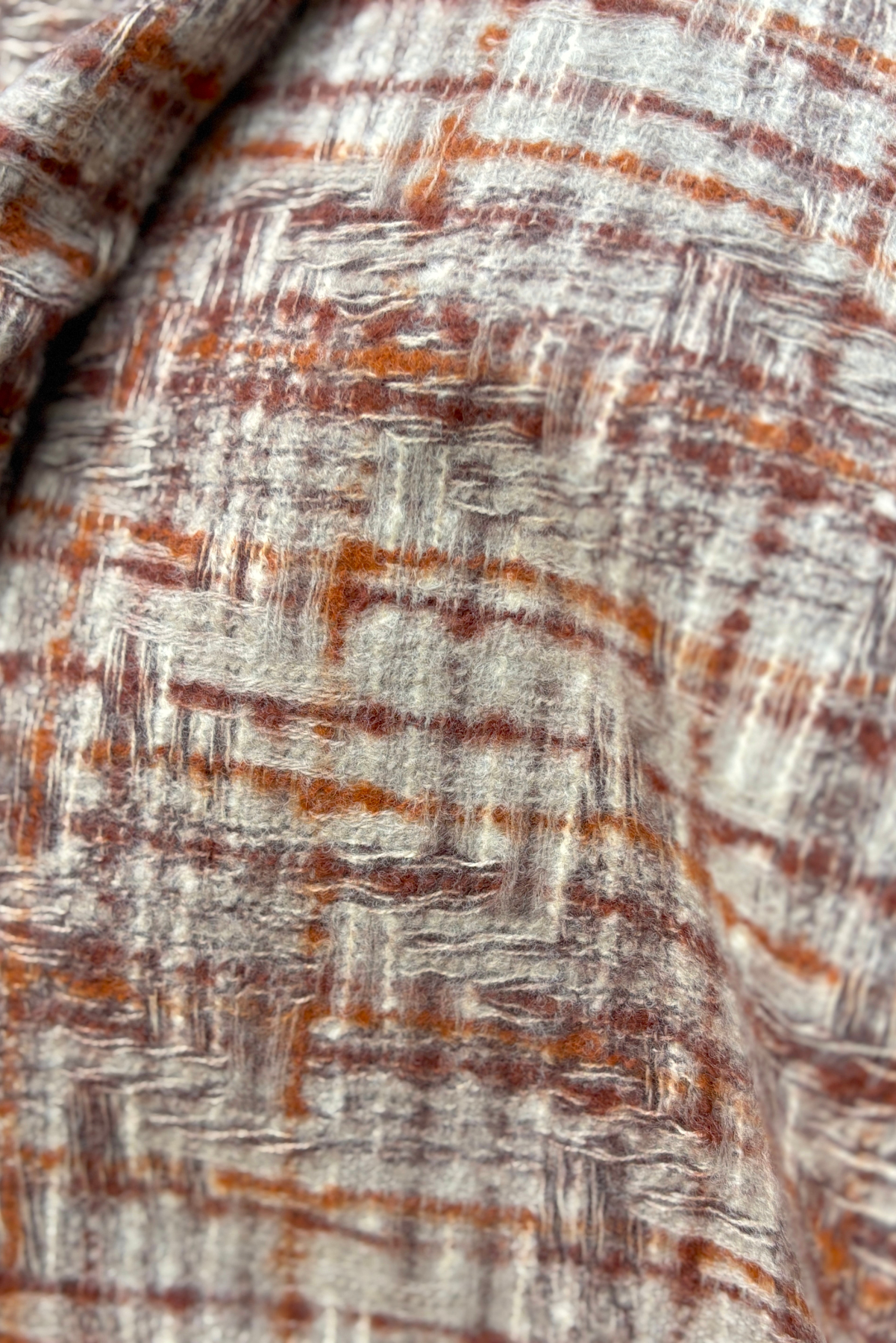 Kahverengi Kırçıllı Angora Yünlü Atkı