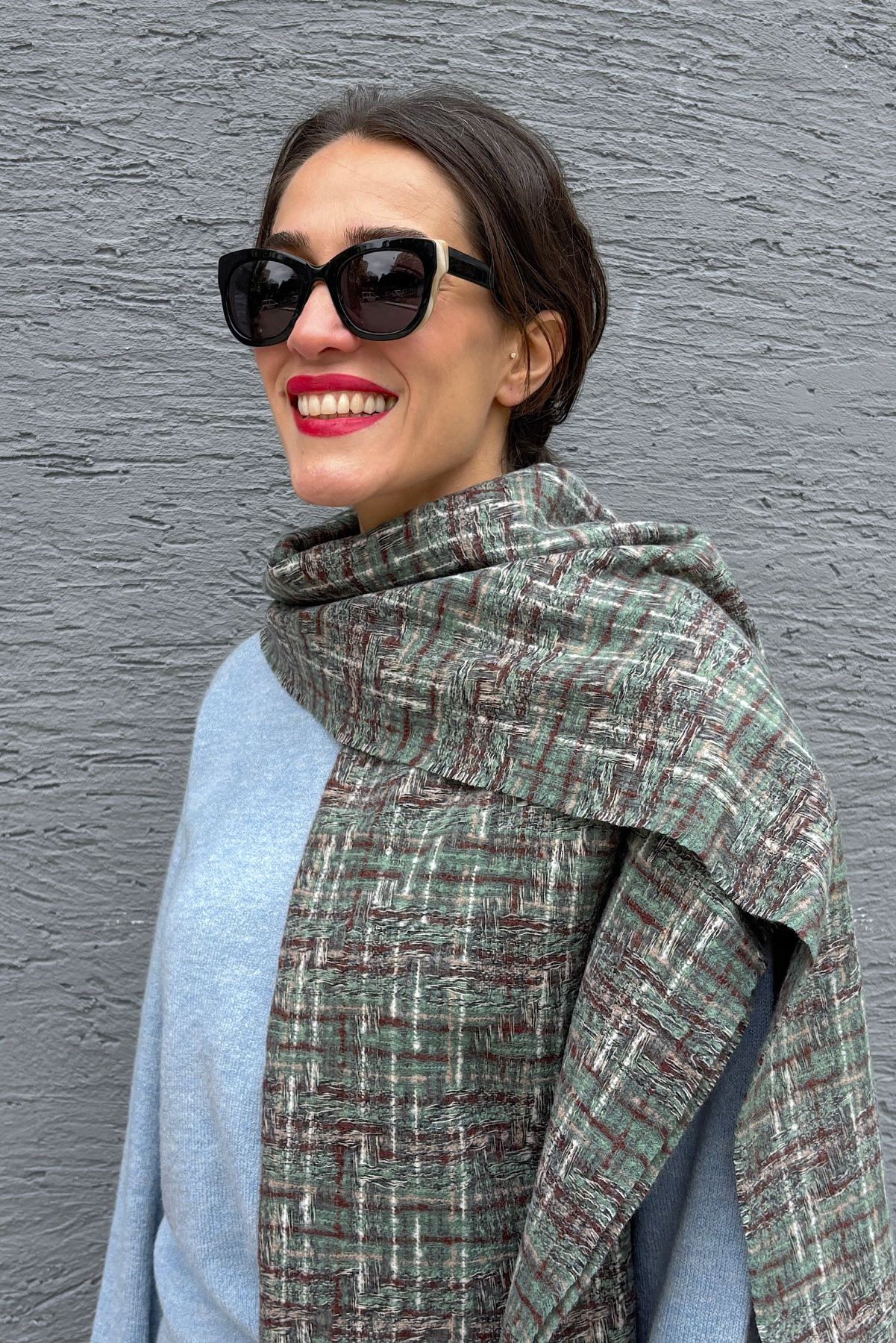 Yeşil Kırçıllı Angora Yünlü Atkı