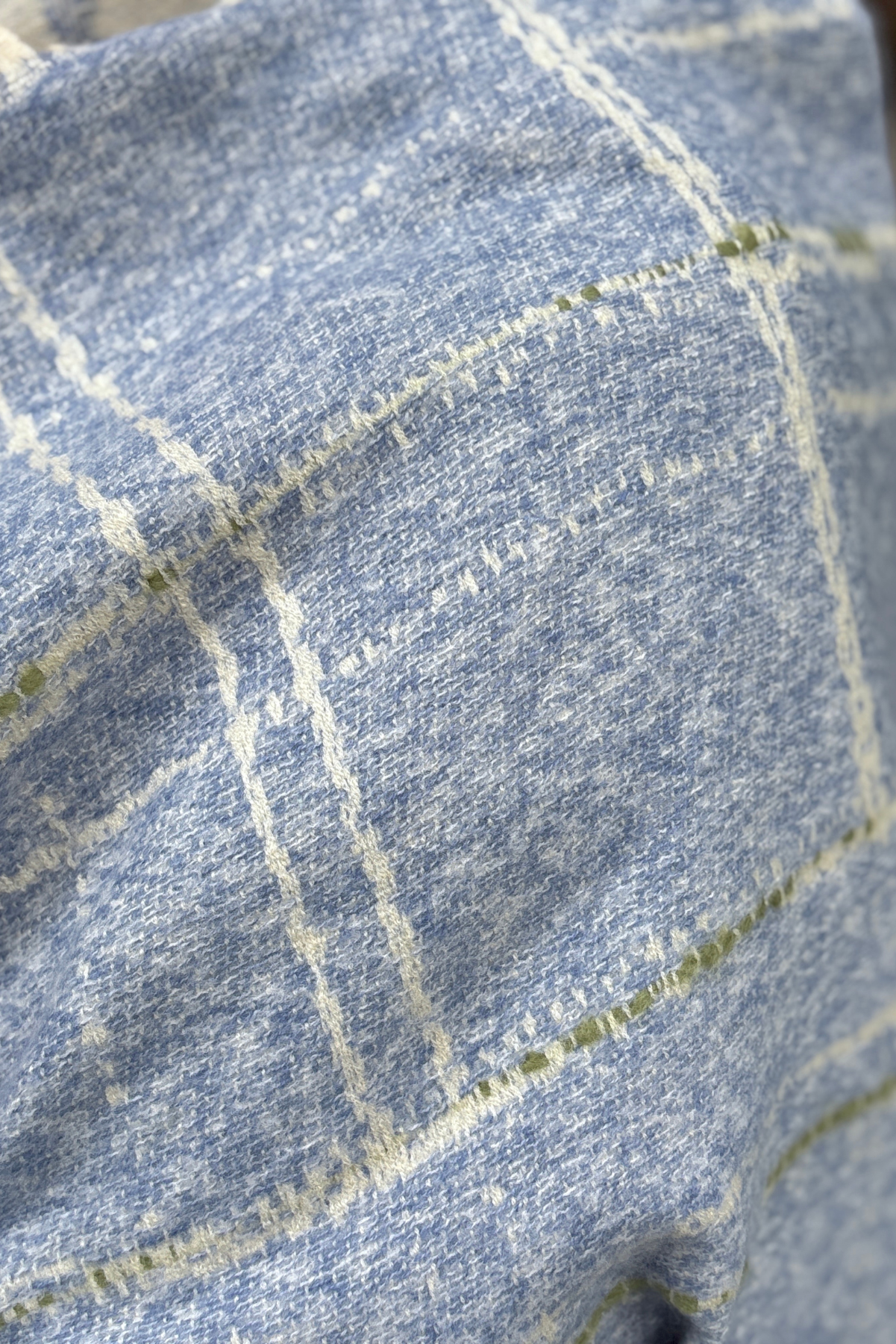 Mavi Angora Yünlü Atkı - Çift Taraflı