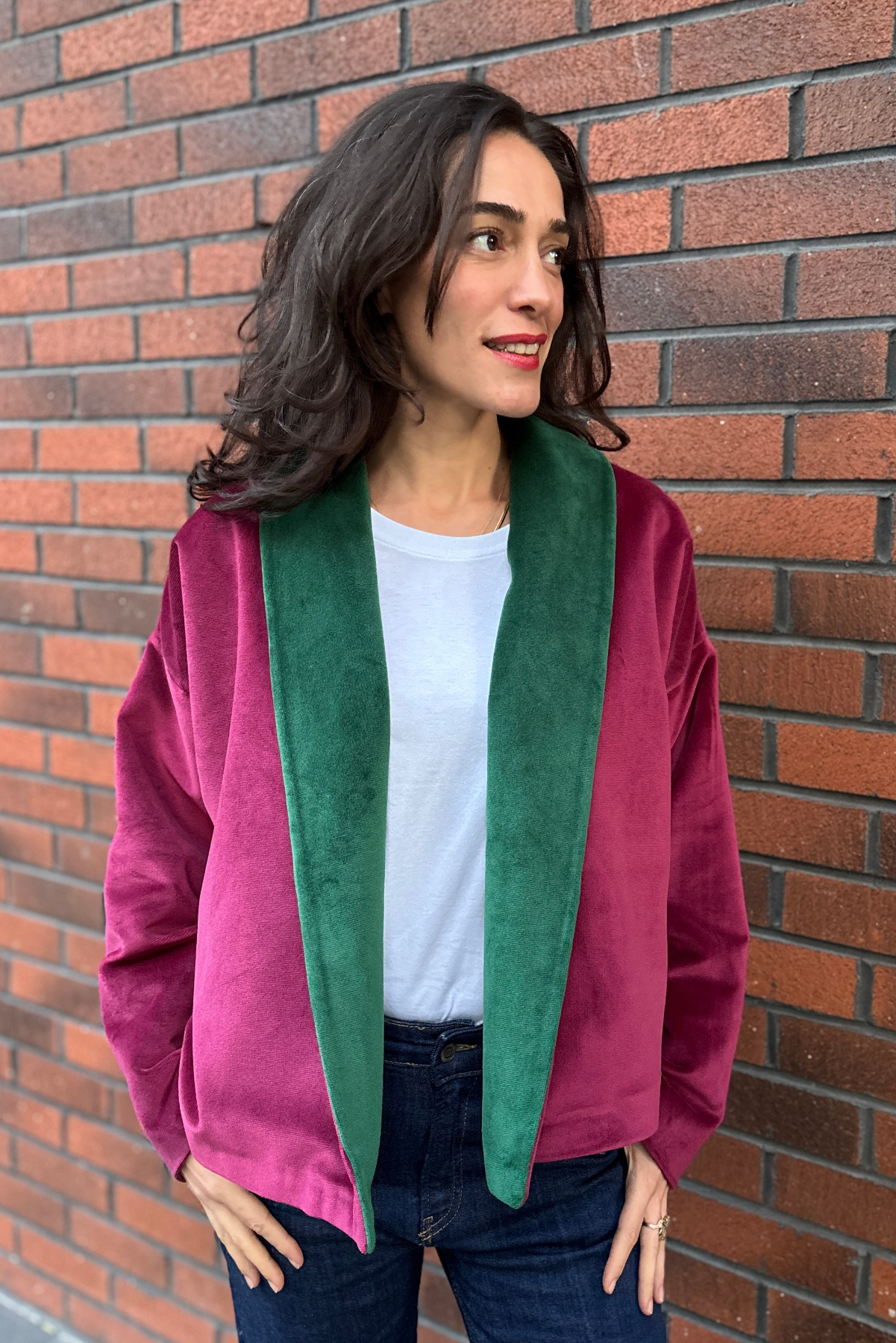 Bordo Yeşil Kadife Ceket